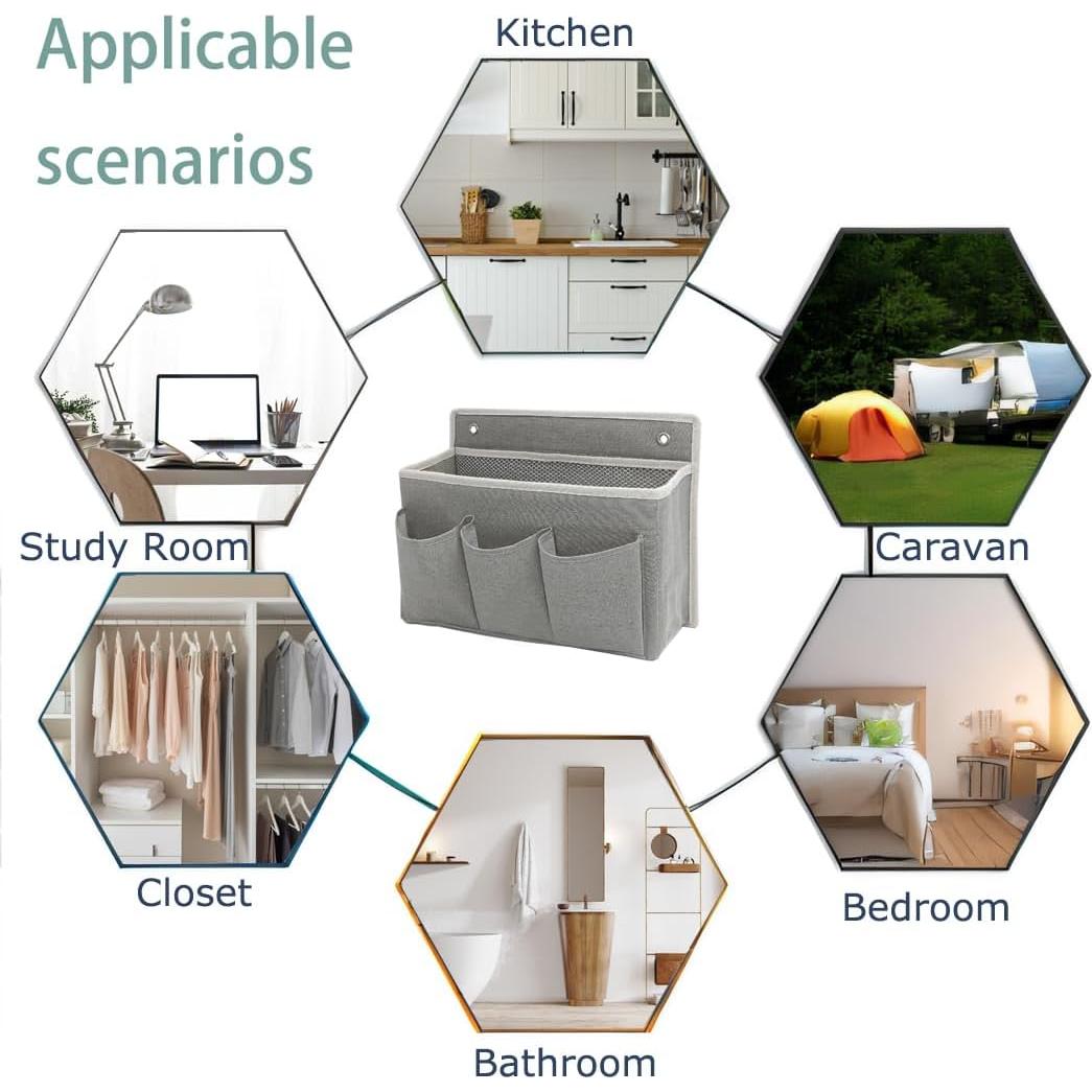 Organizador de Pared Someteth Gris - 2 Cestas Colgantes 5 Compartimentos