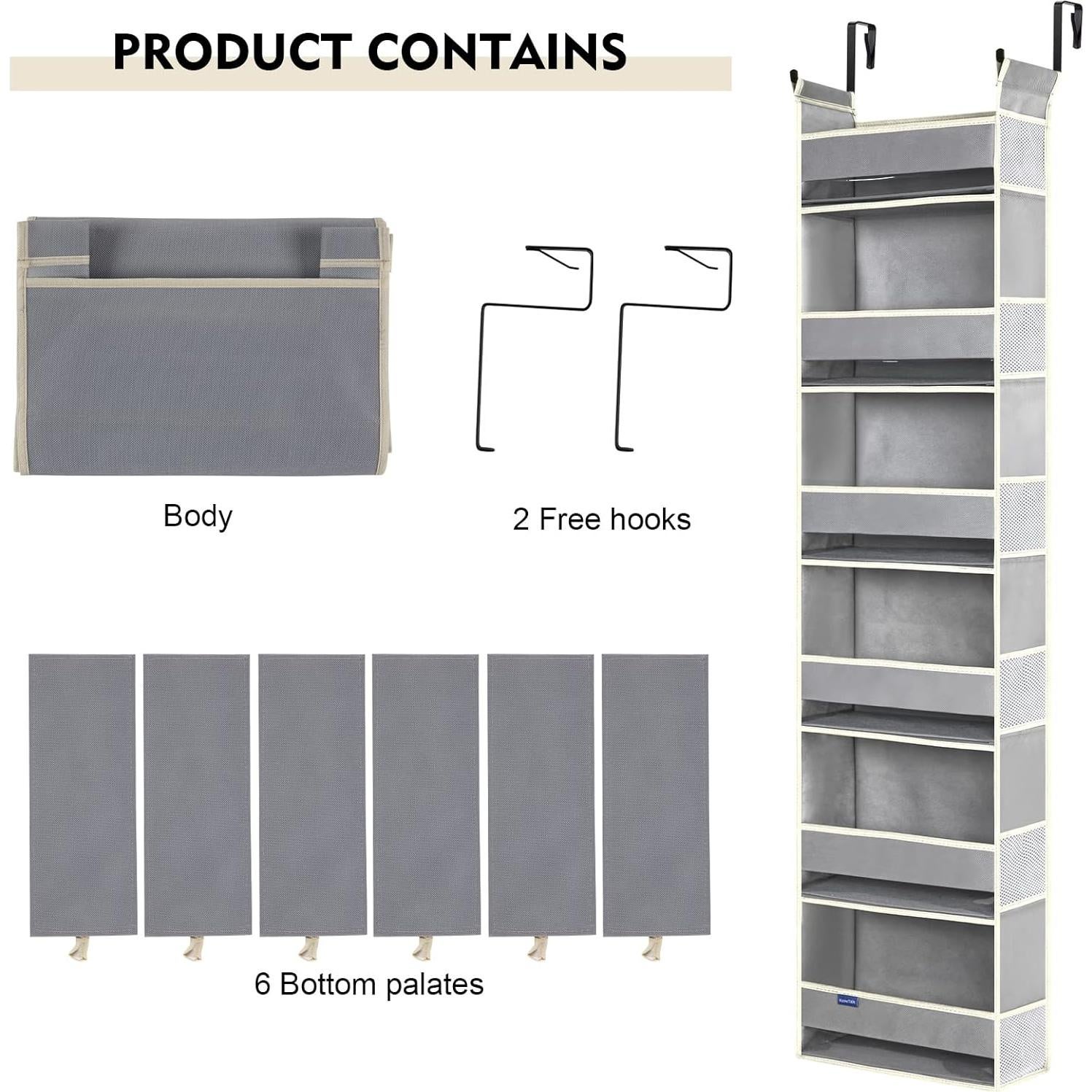 Organizador Sobre La Puerta 6 Estantes Roomtalk Gris 137cm