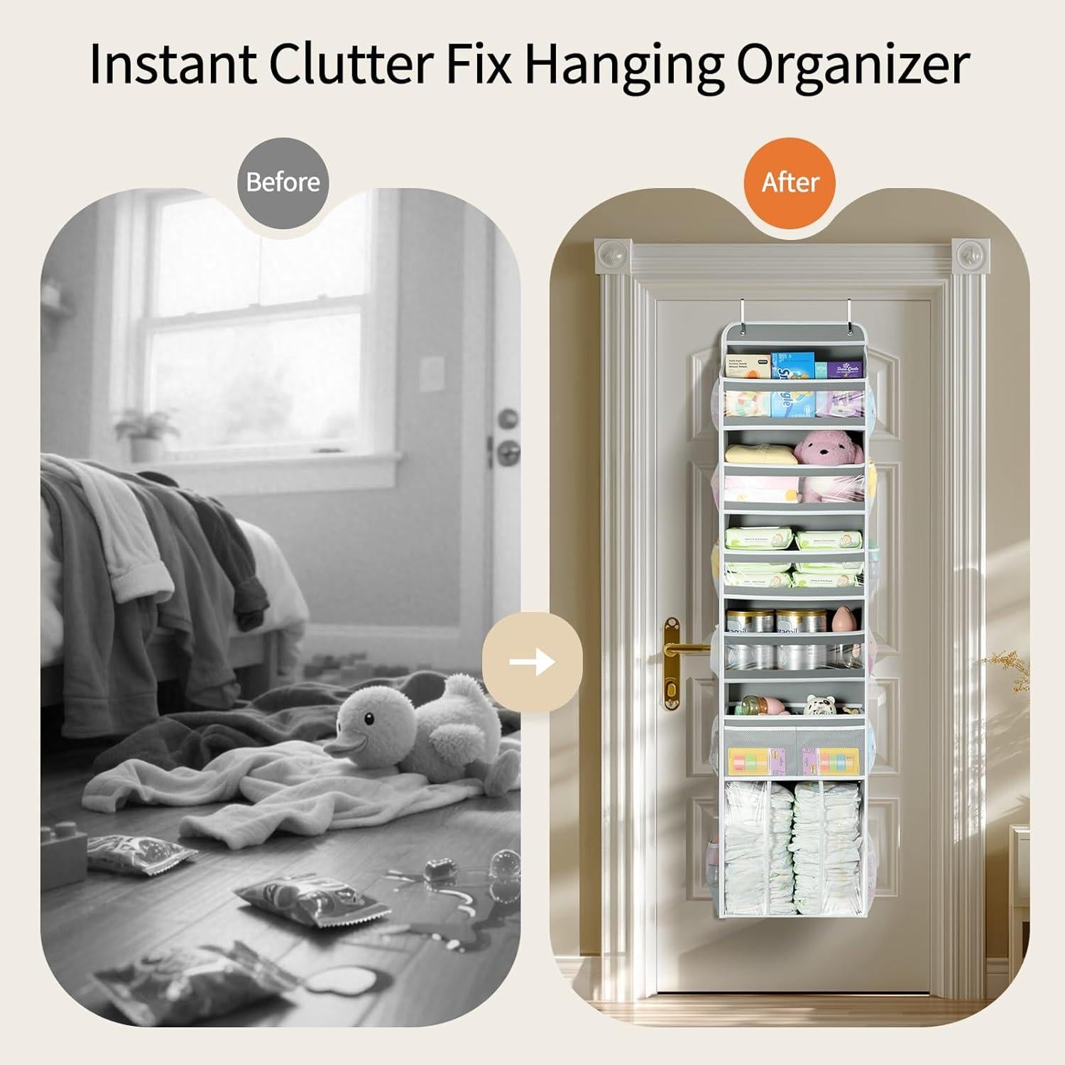 Organizador Colgante para Puerta Yecaye 6 Niveles Gris