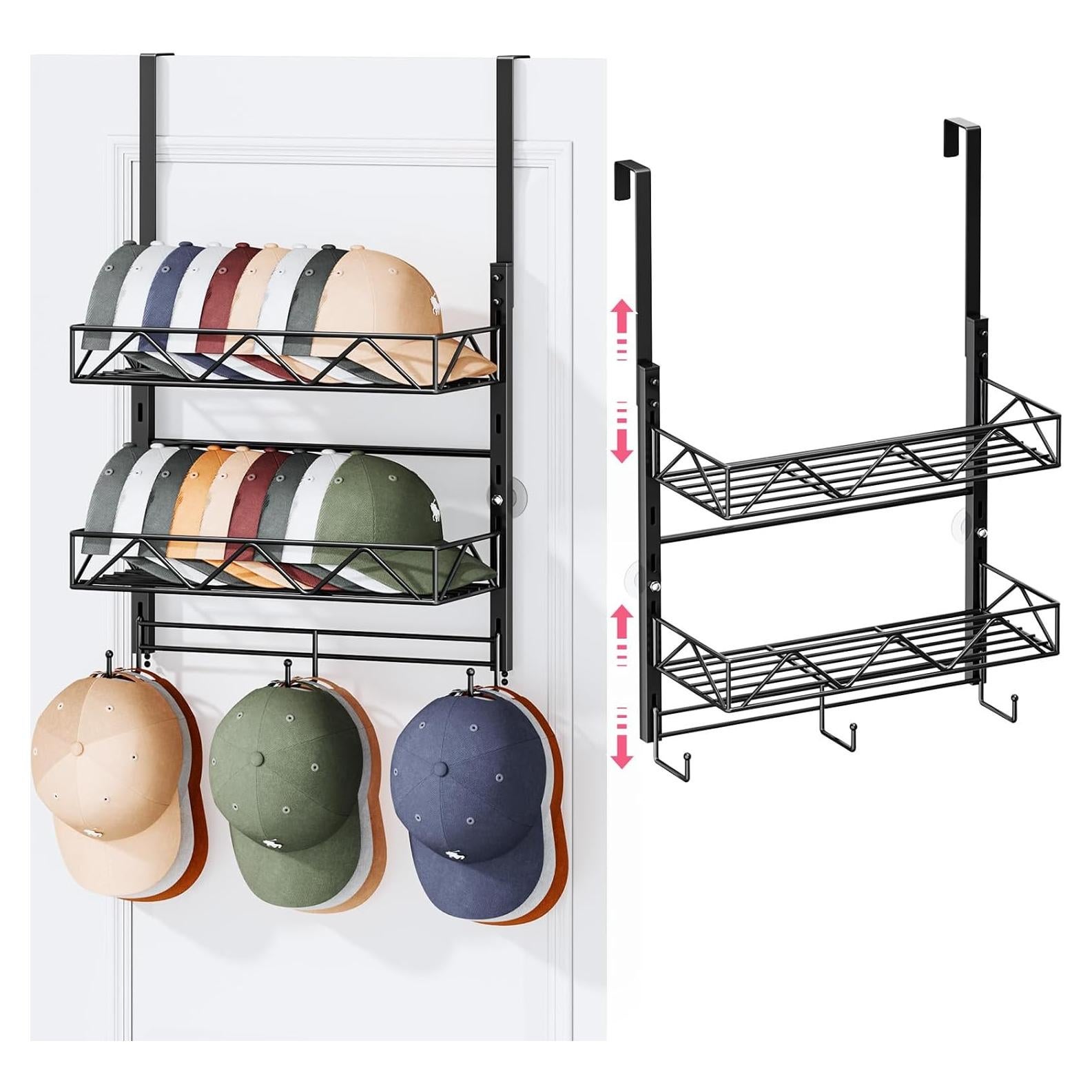 Organizador de Sombreros SWTYMIKI - Estante de 3 Niveles Negro