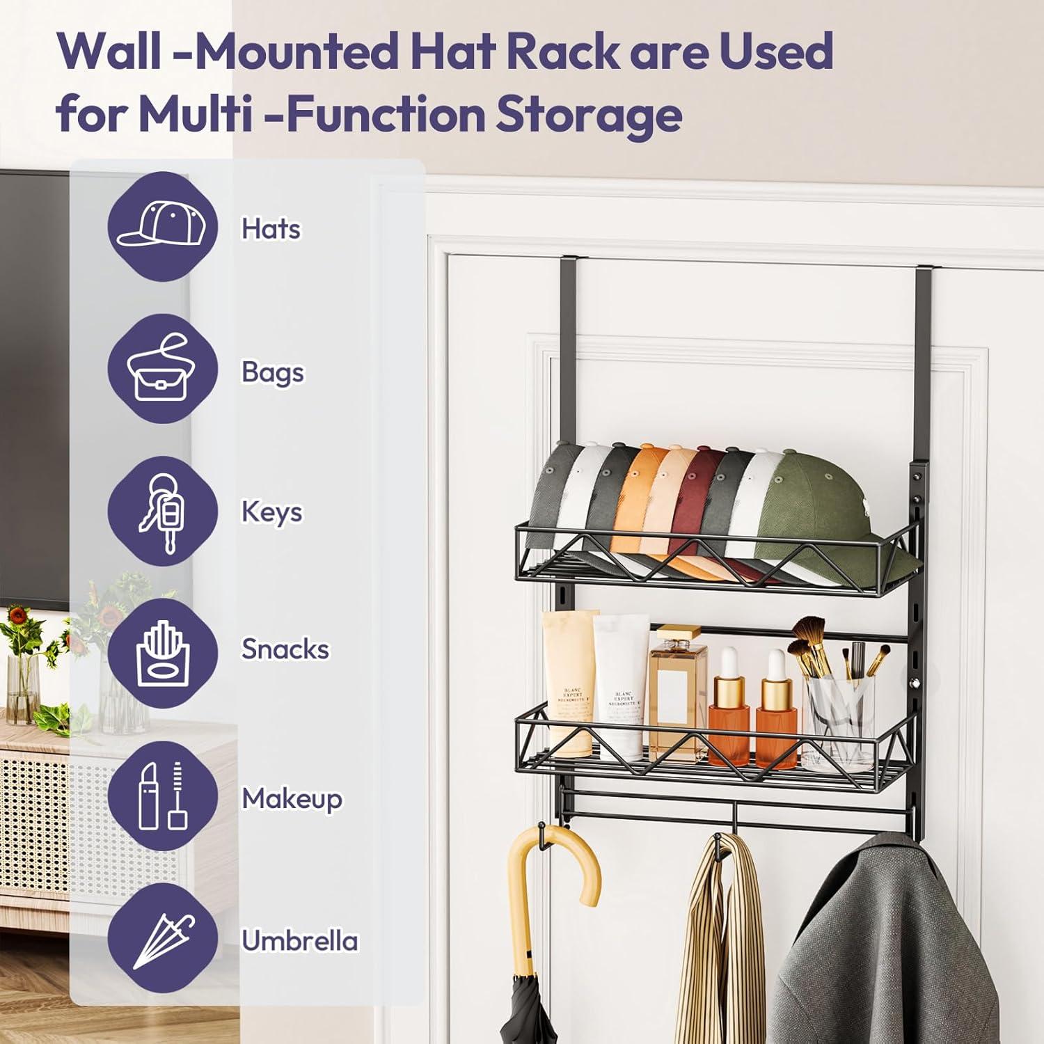 Organizador de Sombreros SWTYMIKI - Estante de 3 Niveles Negro