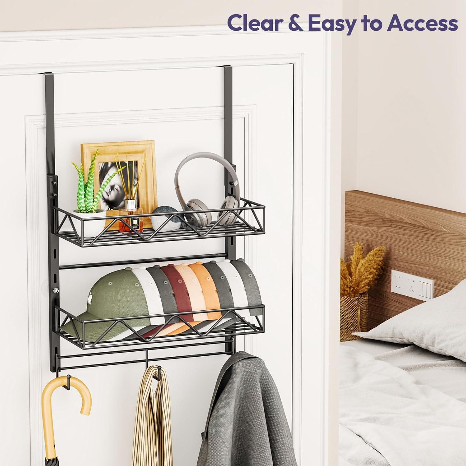 Organizador de Sombreros SWTYMIKI - Estante de 3 Niveles Negro