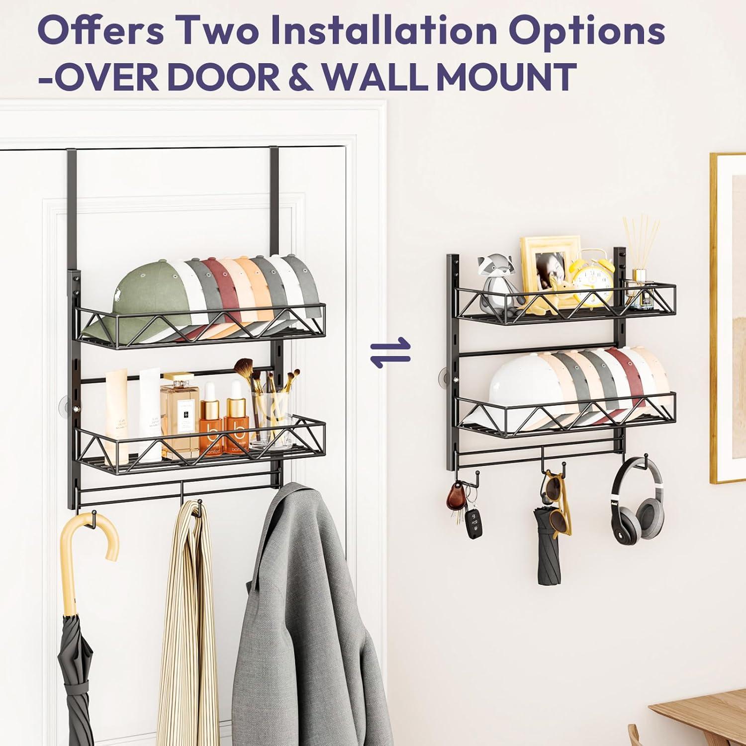 Organizador de Sombreros SWTYMIKI - Estante de 3 Niveles Negro