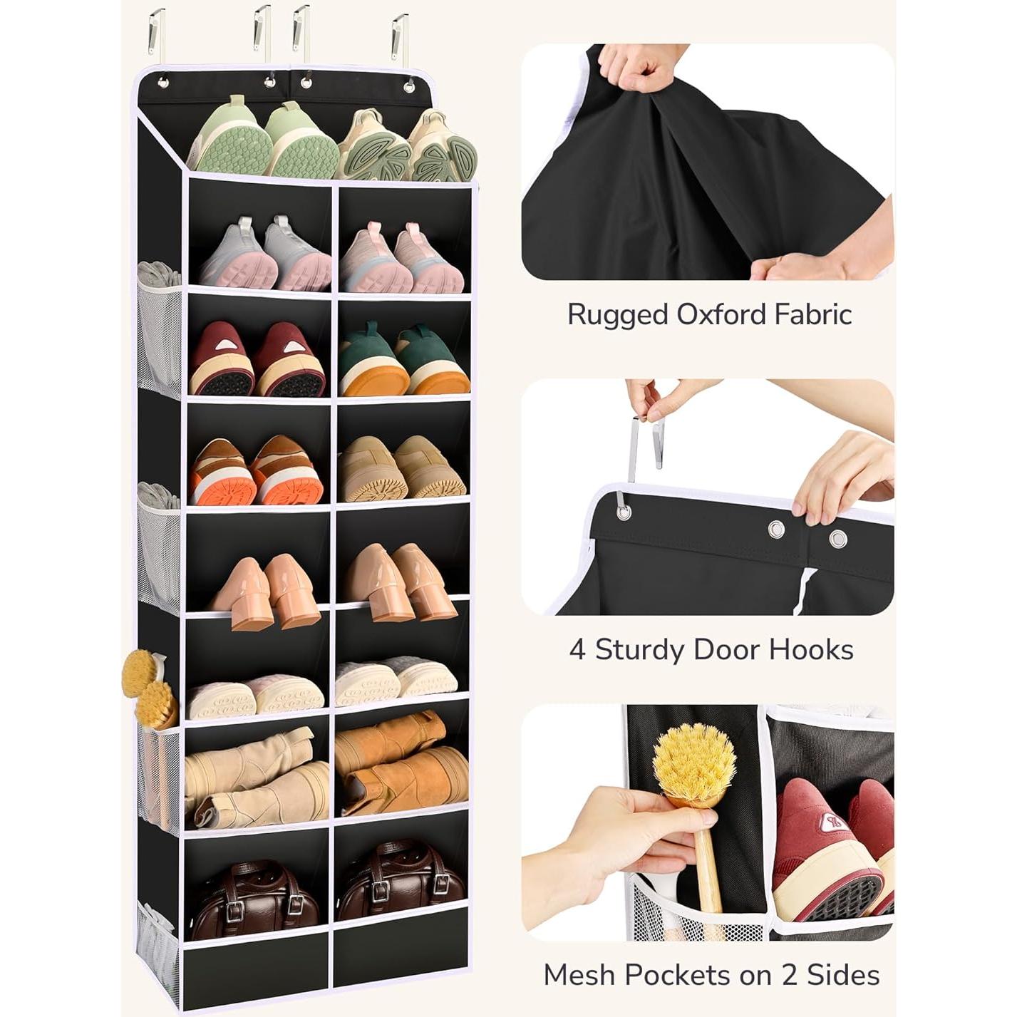 Organizador de Zapatos ULG 8 Estantes Colgante Negro 164x42.4cm