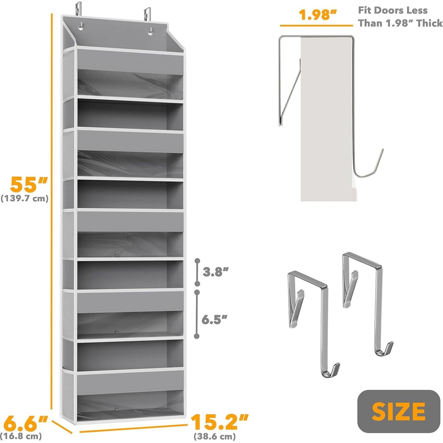 Organizador sobre la puerta SpaceAid gris 5 bolsillos grandes