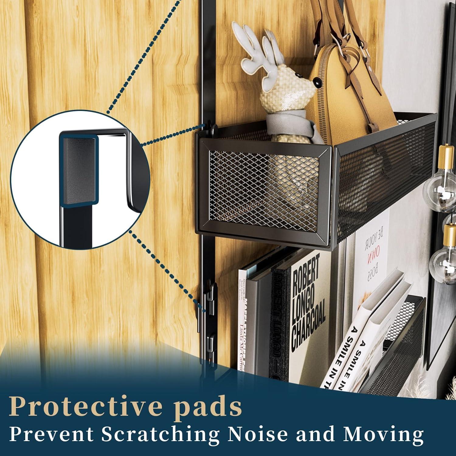 Organizador de Puerta Consumest - Colgador Negro con 9 Ganchos y 2 Cestas