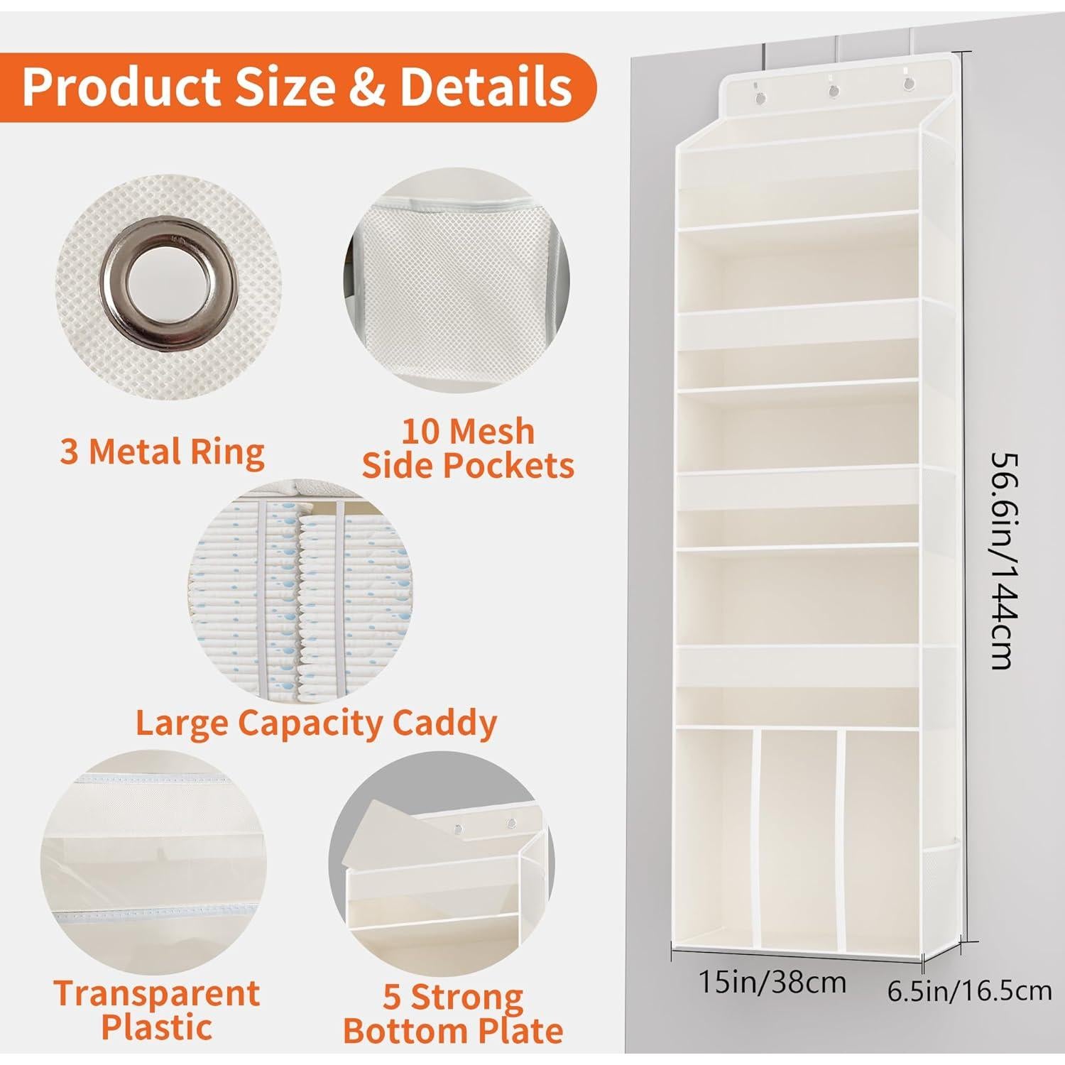 Organizador de Pañales sobre la Puerta TAHAVICE Beige 145x38cm