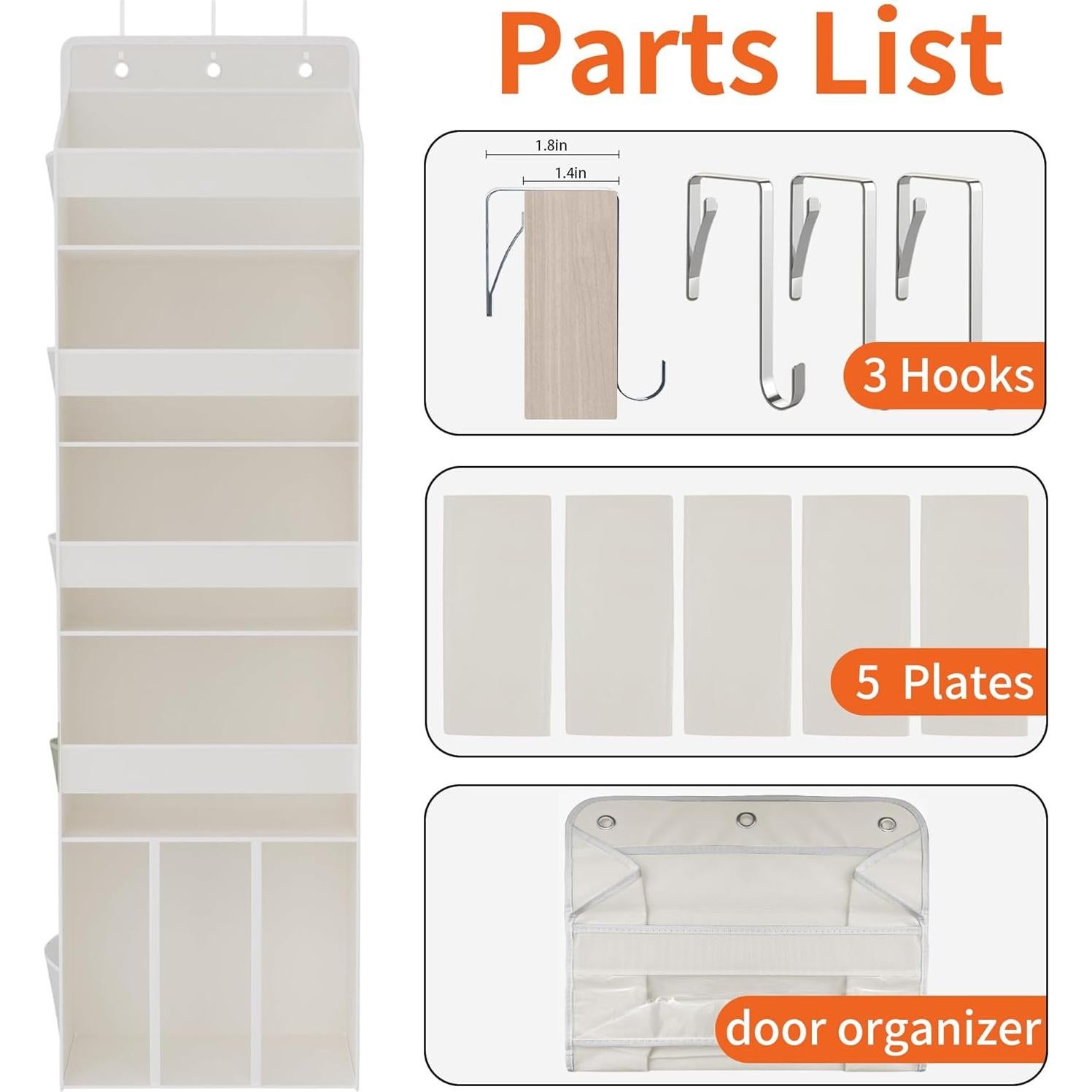 Organizador de Pañales sobre la Puerta TAHAVICE Beige 145x38cm