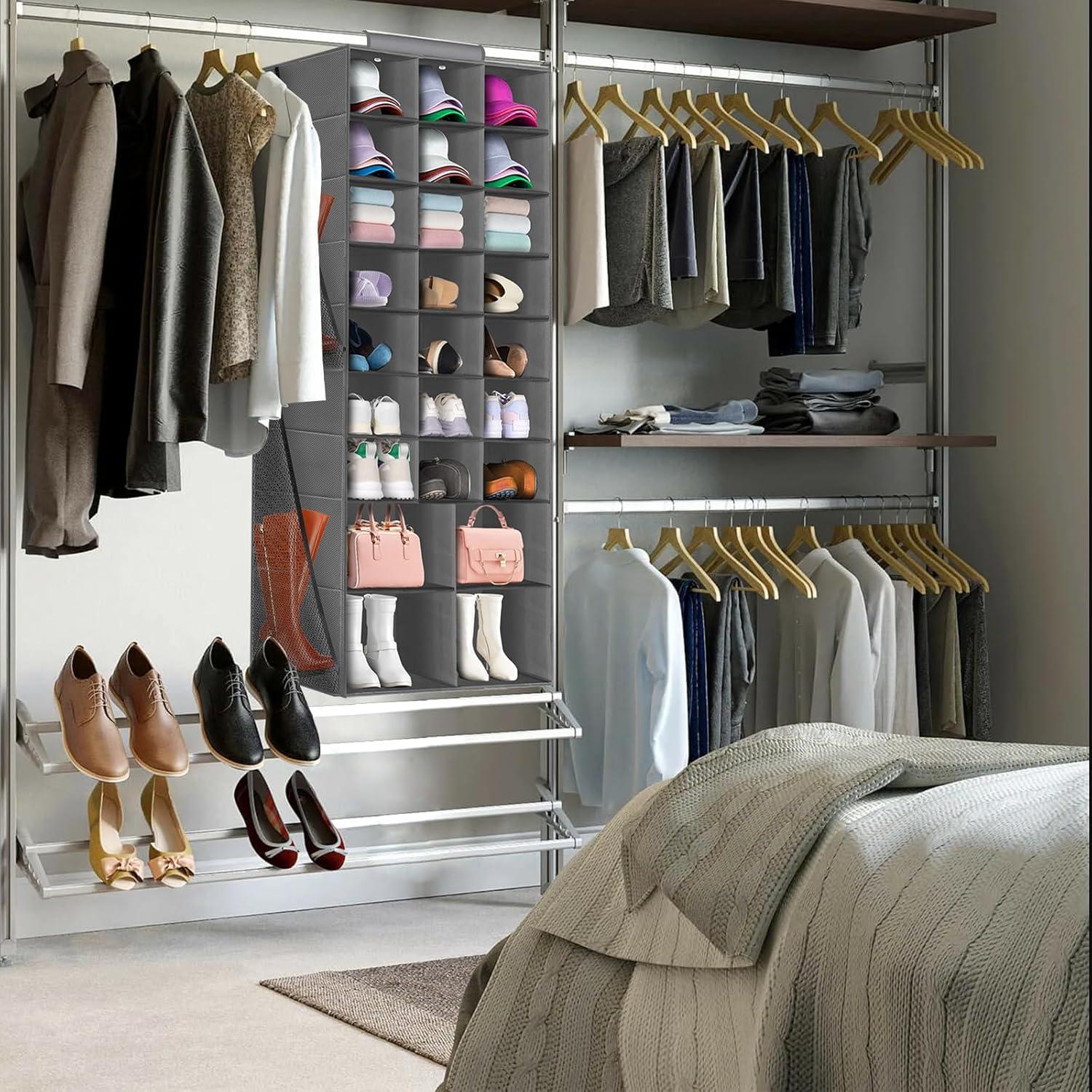 Organizador Colgante de Zapatos VERONLY 25 Secciones Gris Claro