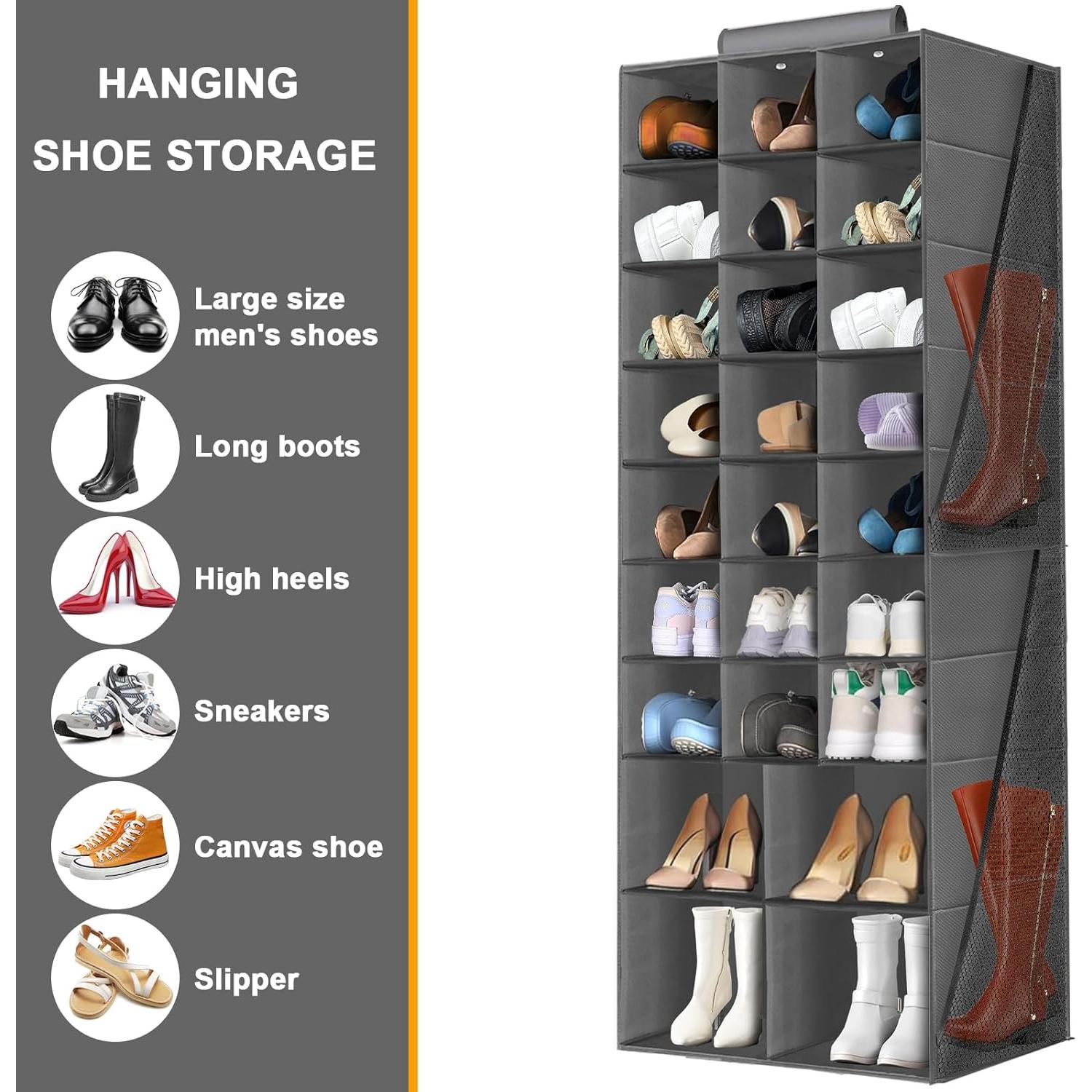 Organizador Colgante de Zapatos VERONLY 25 Secciones Gris Claro