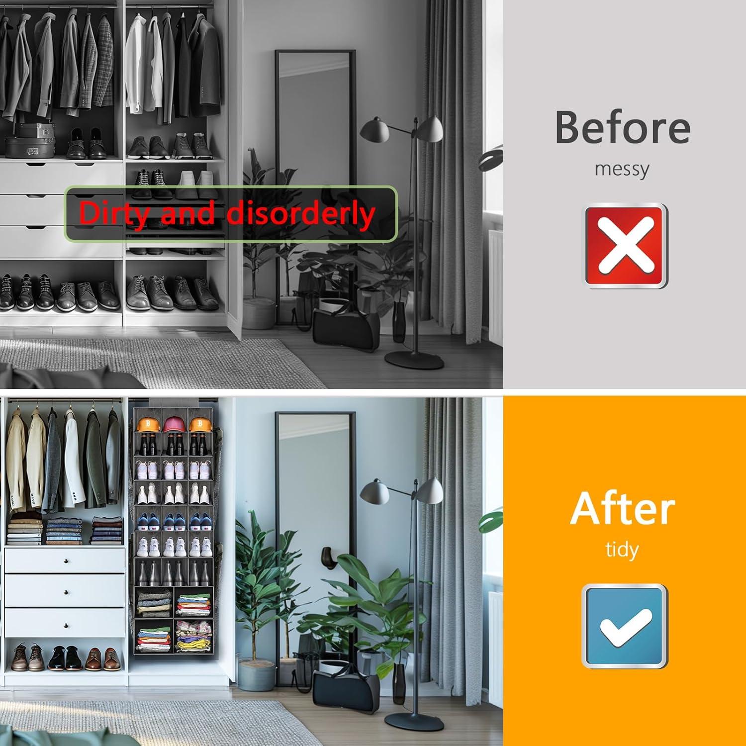 Organizador Colgante de Zapatos VERONLY 25 Secciones Gris Claro