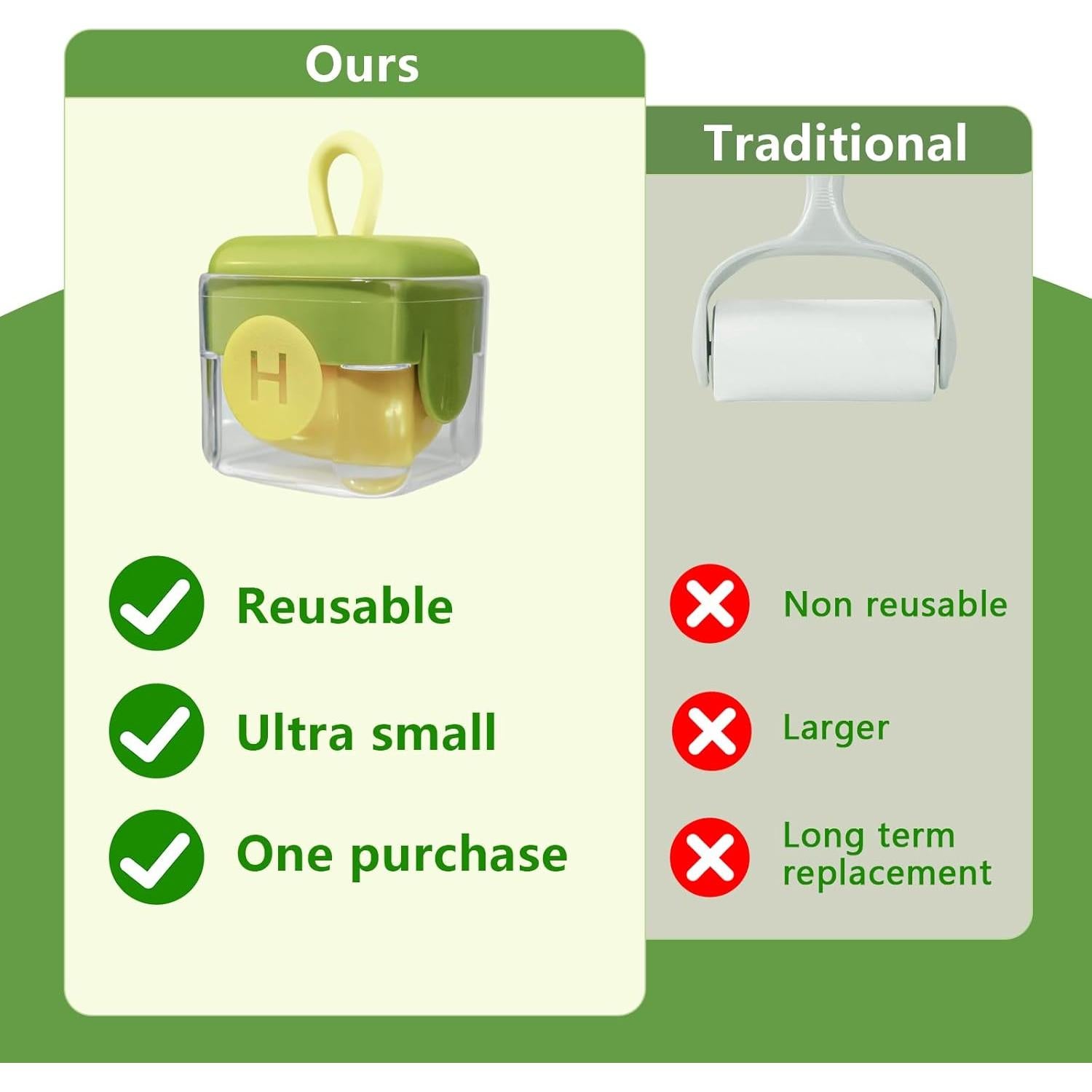 Rodillo de Pelusa Reutilizable Karlstruyn Mini 4.19 cm Verde