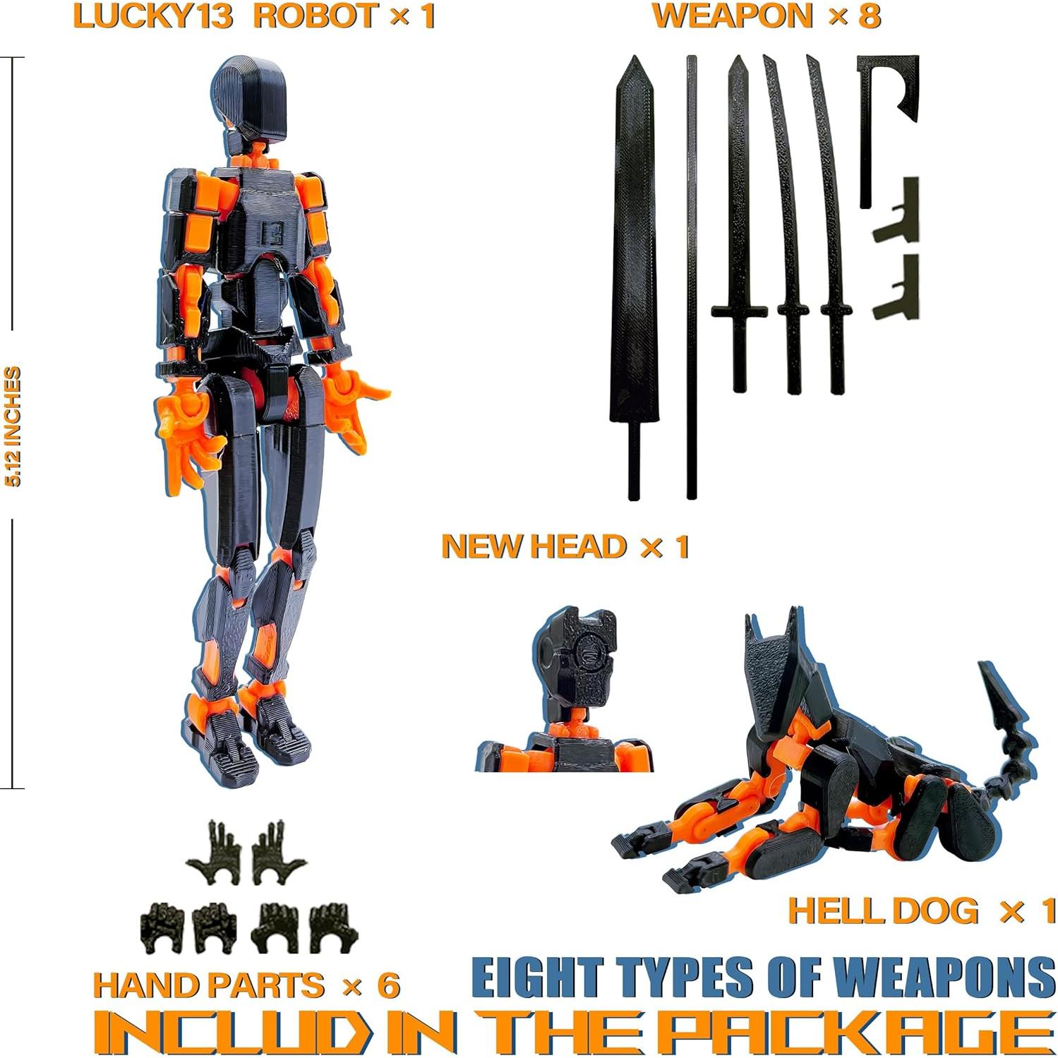 Conjunto de Figuras de Acción T13 Uodofy Modular 3D Negro Naranja