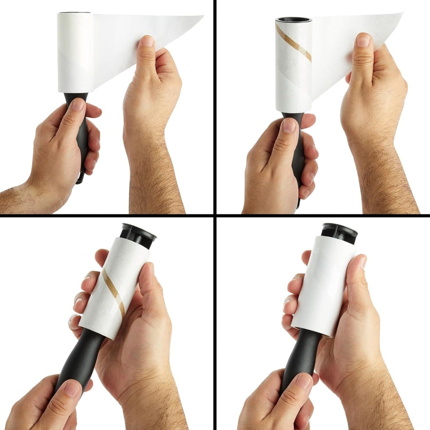 Rodillo Quitapelusas Reutilizable Juvale - 12 Recargas, Negro