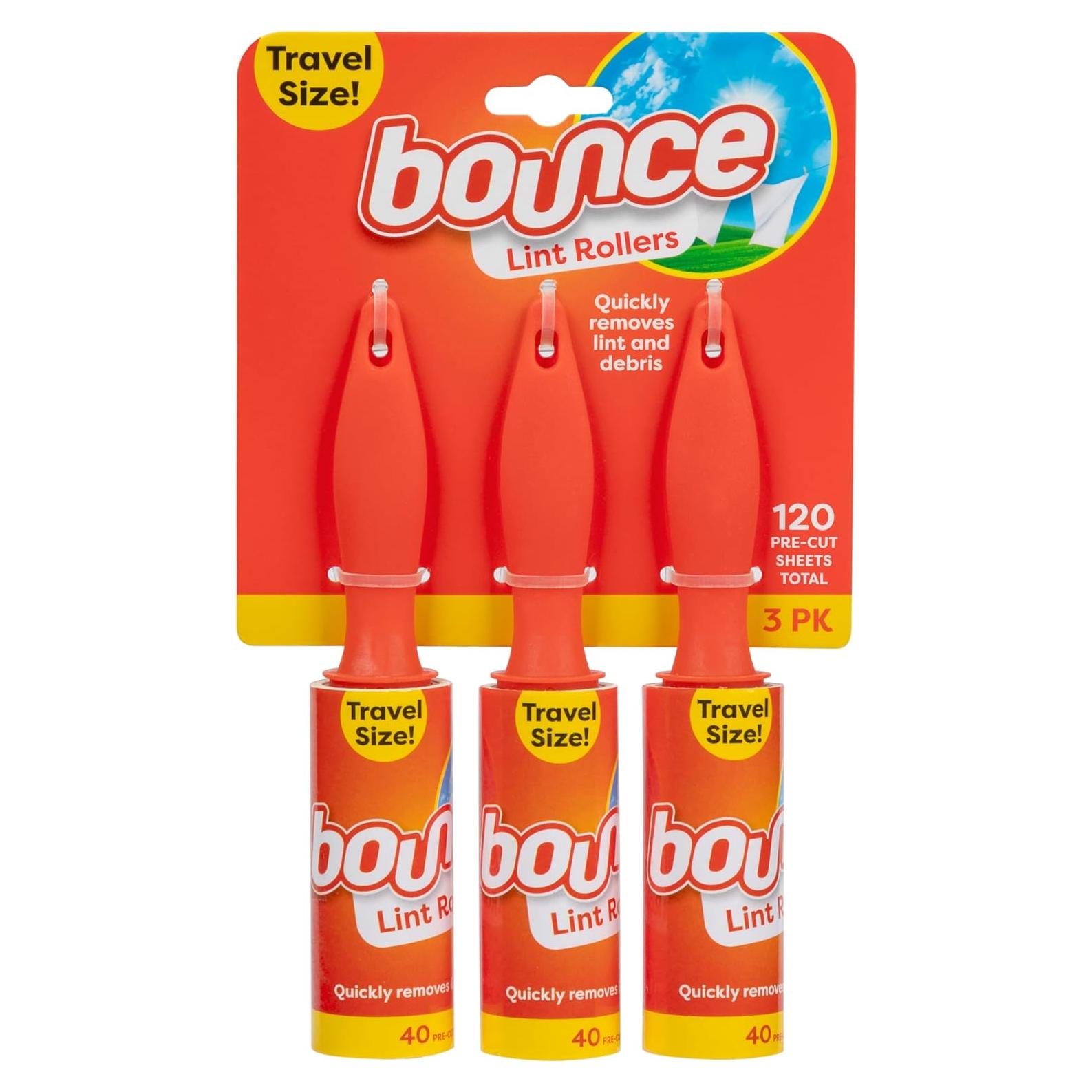 Rodillos de Pelusa de Viaje Bounce - Paquete de 3, 120 Hojas