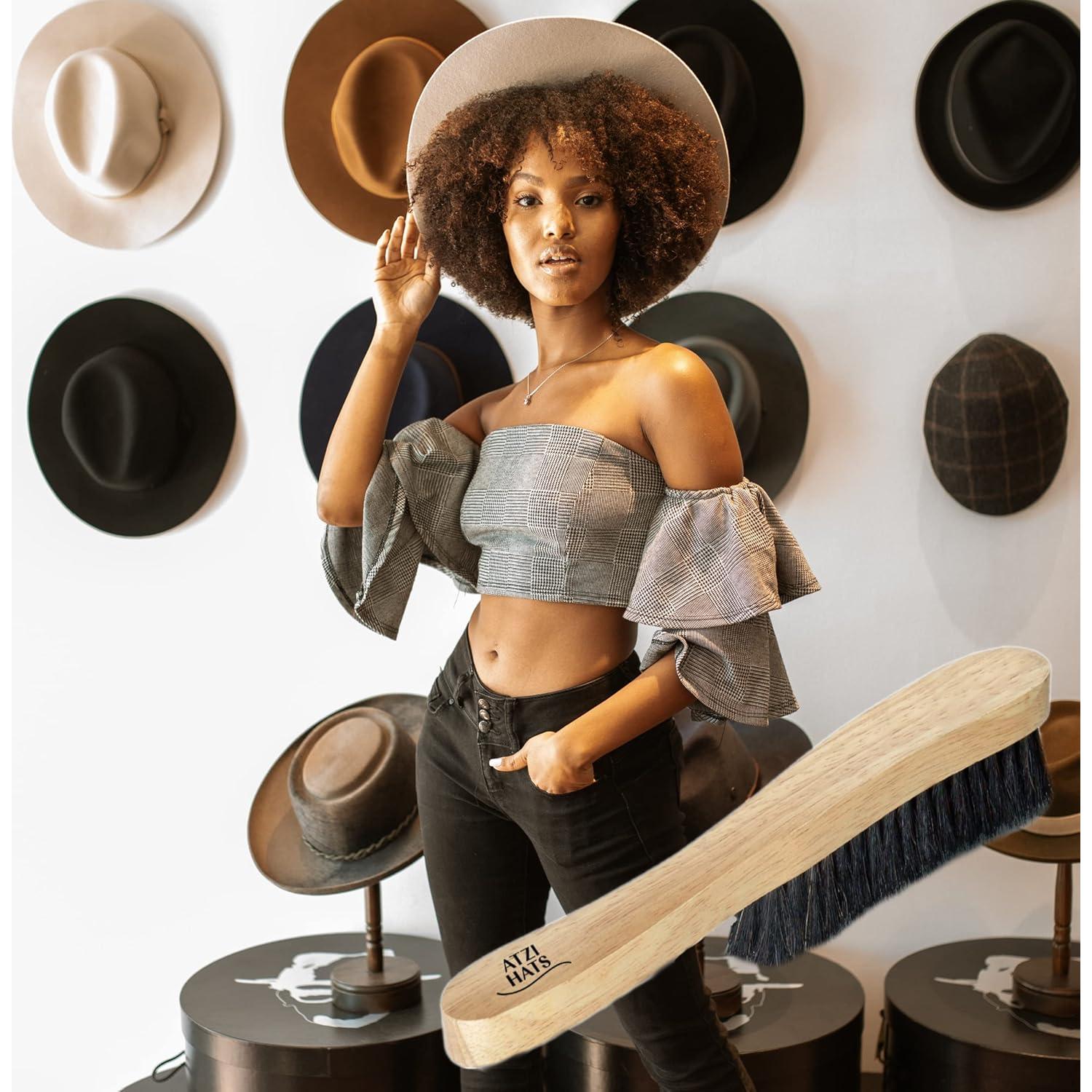 Cepillo para Sombreros Atzi Hats 100% Pelo de Caballo Negro