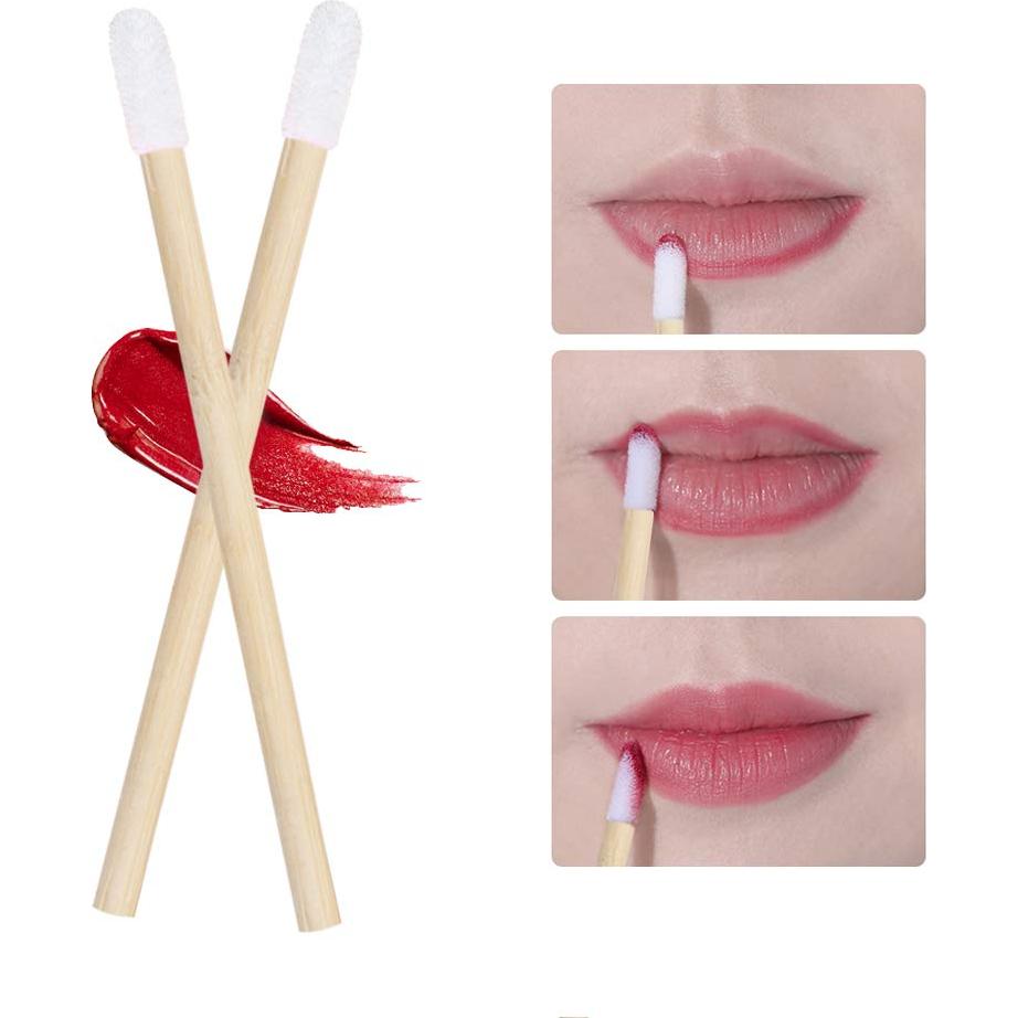 100 Varitas de Brillo Labial Desechables Myaokue de Bambú