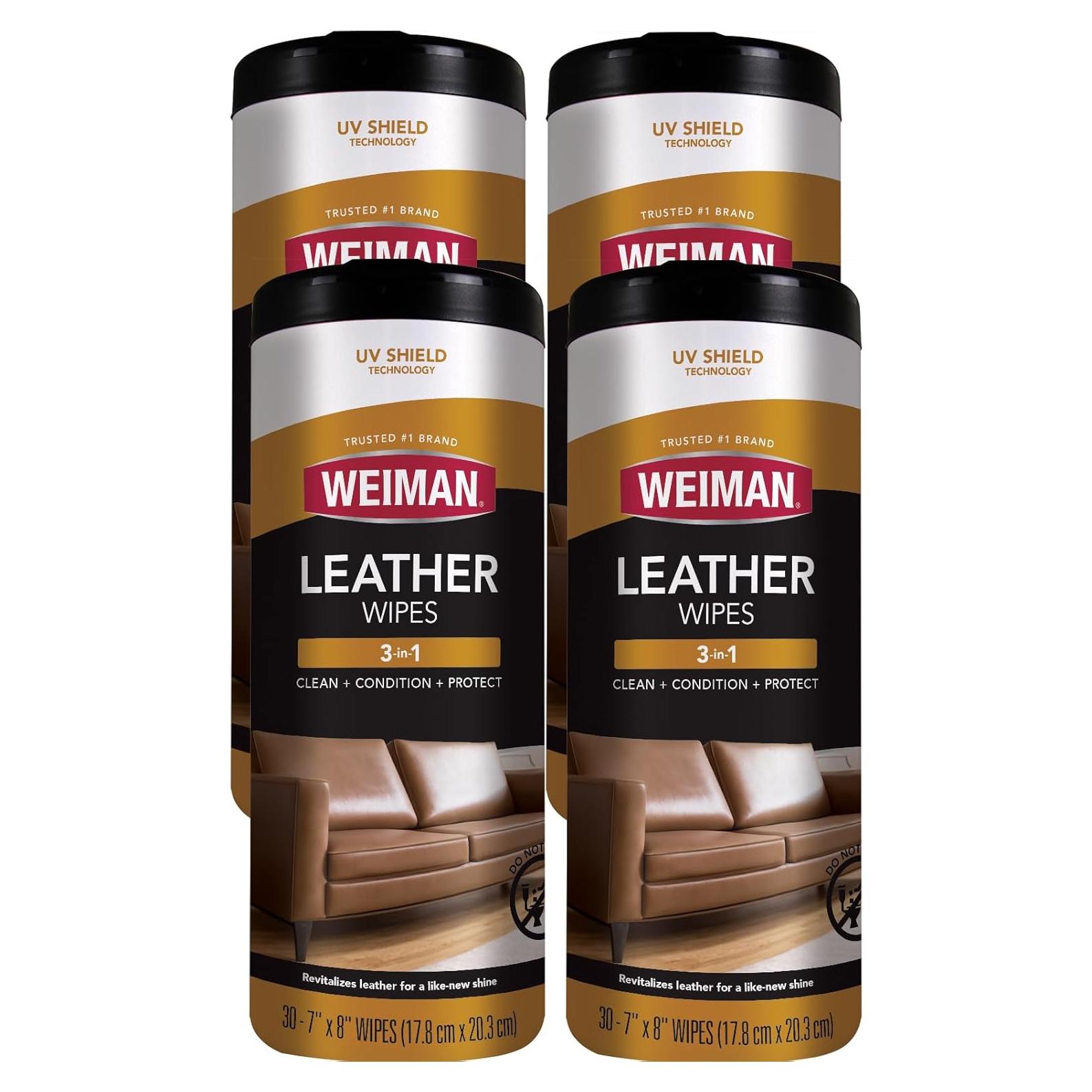 Toallitas Limpiadoras de Cuero Weiman - 30 Unidades, Protección UV