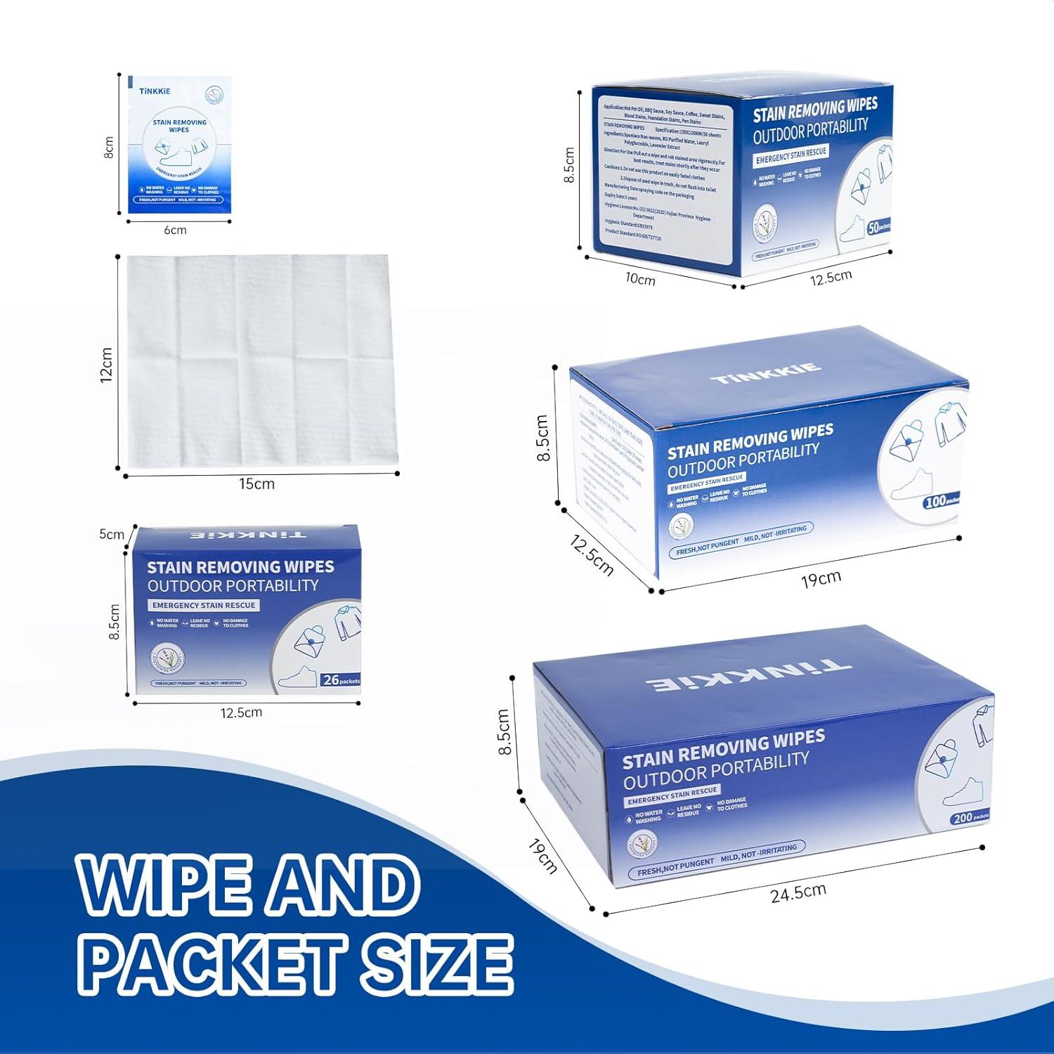 Toallitas Quitamanchas Portátiles TiNKKiE - 26 Pcs, 12.4x5x8.4cm