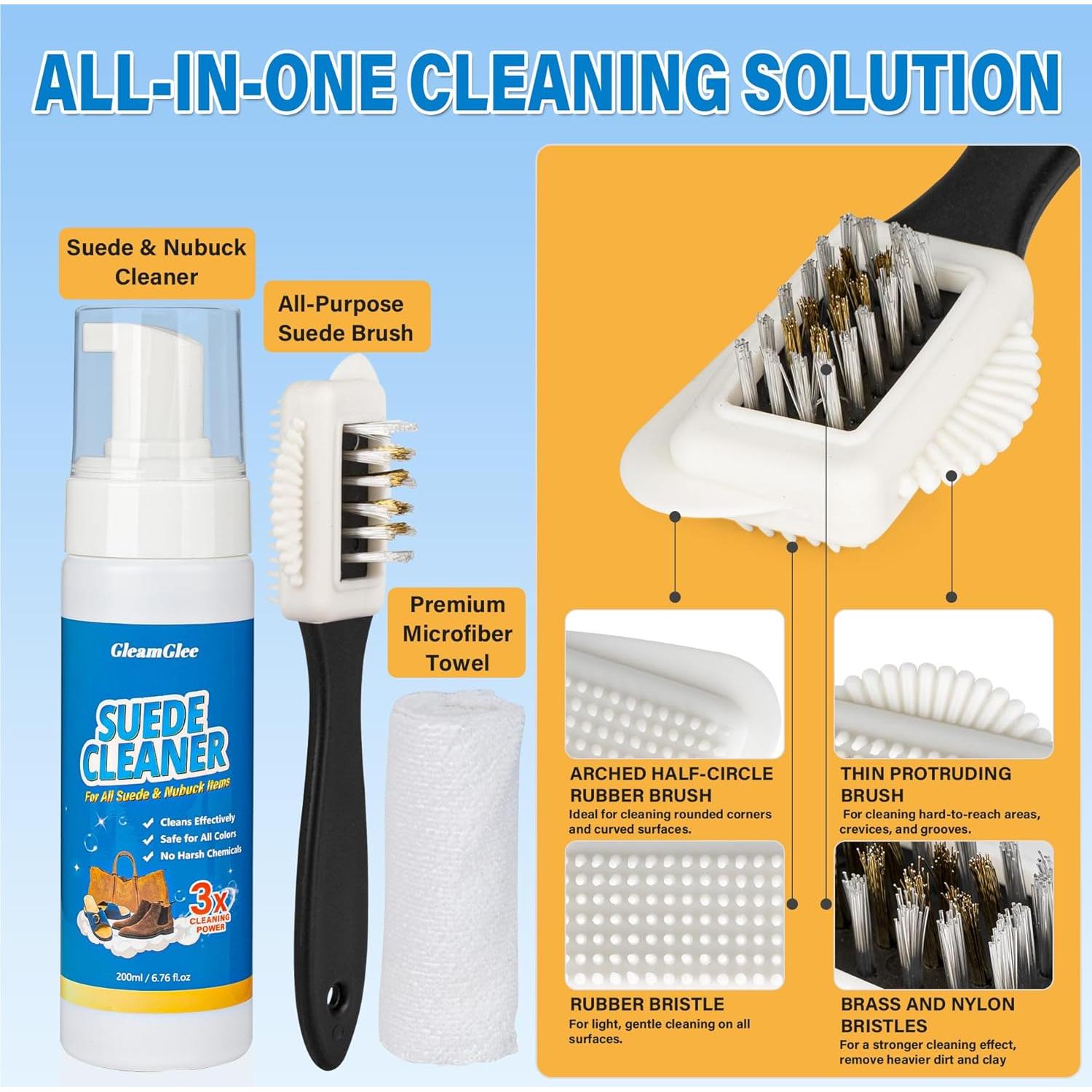 Kit Limpiador de Ante GleamGlee 330g - Restaura Zapatos y Botas