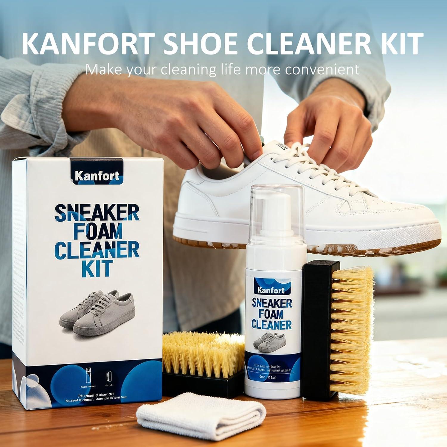 Kit Limpiador de Zapatos Kanfort - Espuma Sin Agua 226g