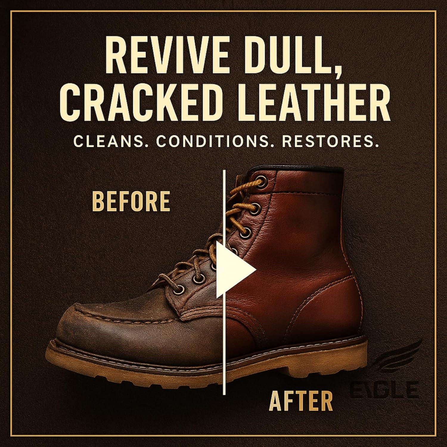 Kit de Cuidado de Cuero 4-en-1 Eagle - Acondicionador y Limpiador