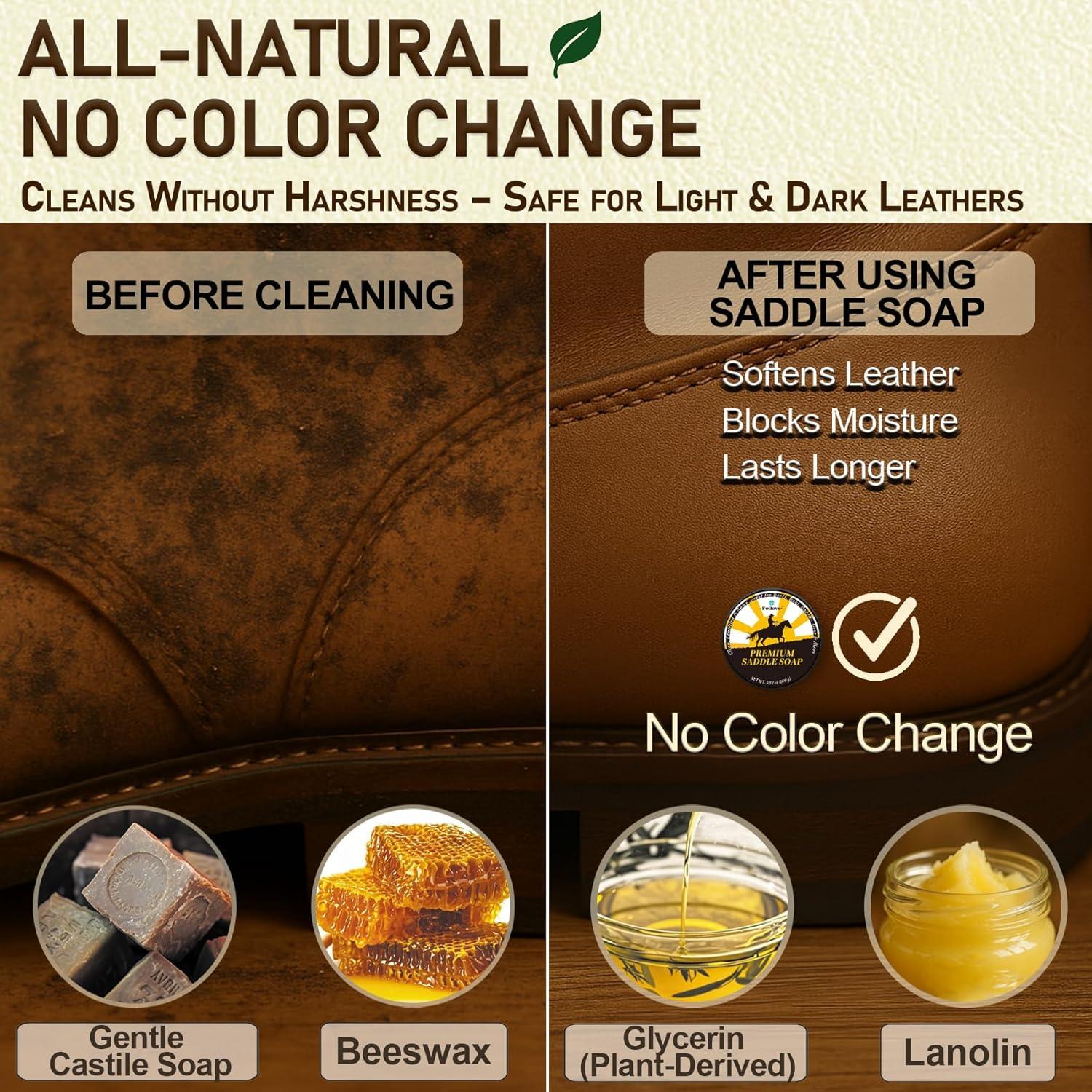 Kit de Jabón para Cuero Feilove 3 en 1 con Cepillo y Paño