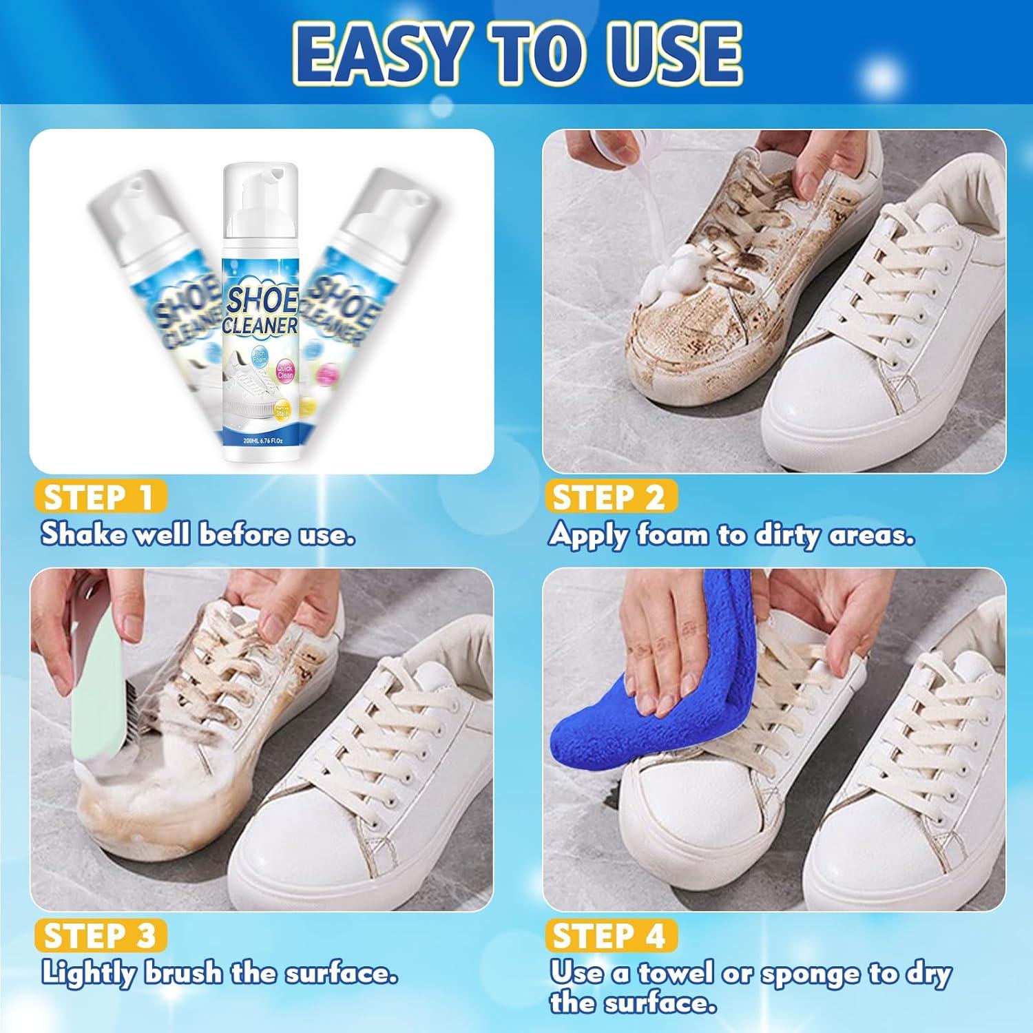 Kit Limpiador de Zapatos Blancos Halldeli 200 ml con Cepillo y Toalla