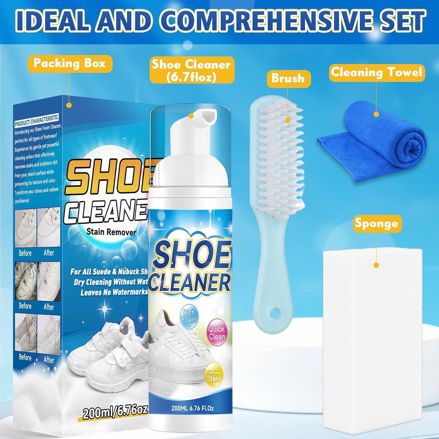 Kit Limpiador de Zapatos Blancos Halldeli 200 ml con Cepillo y Toalla