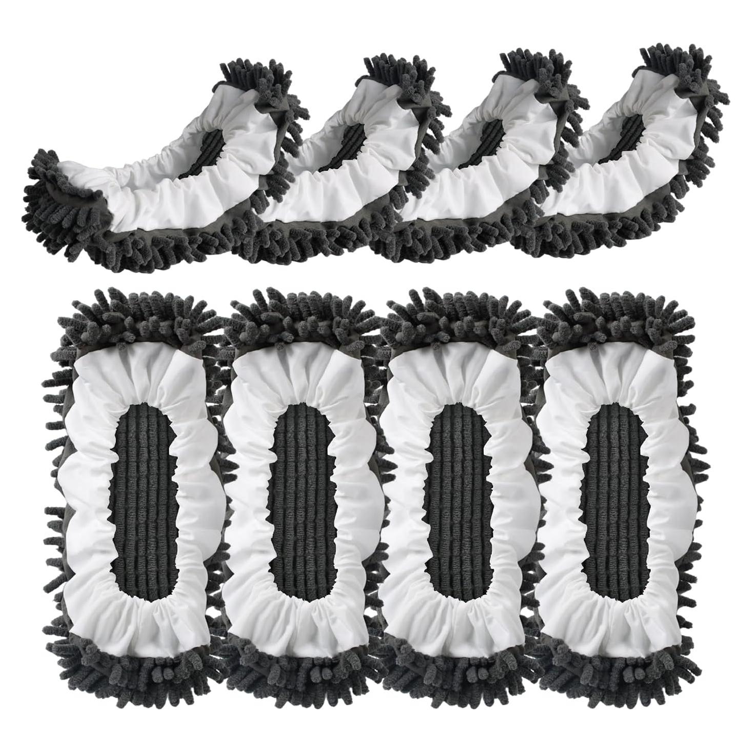 Calcetines de Limpieza Mop Reutilizables 4pcs L+4pcs XL Gris