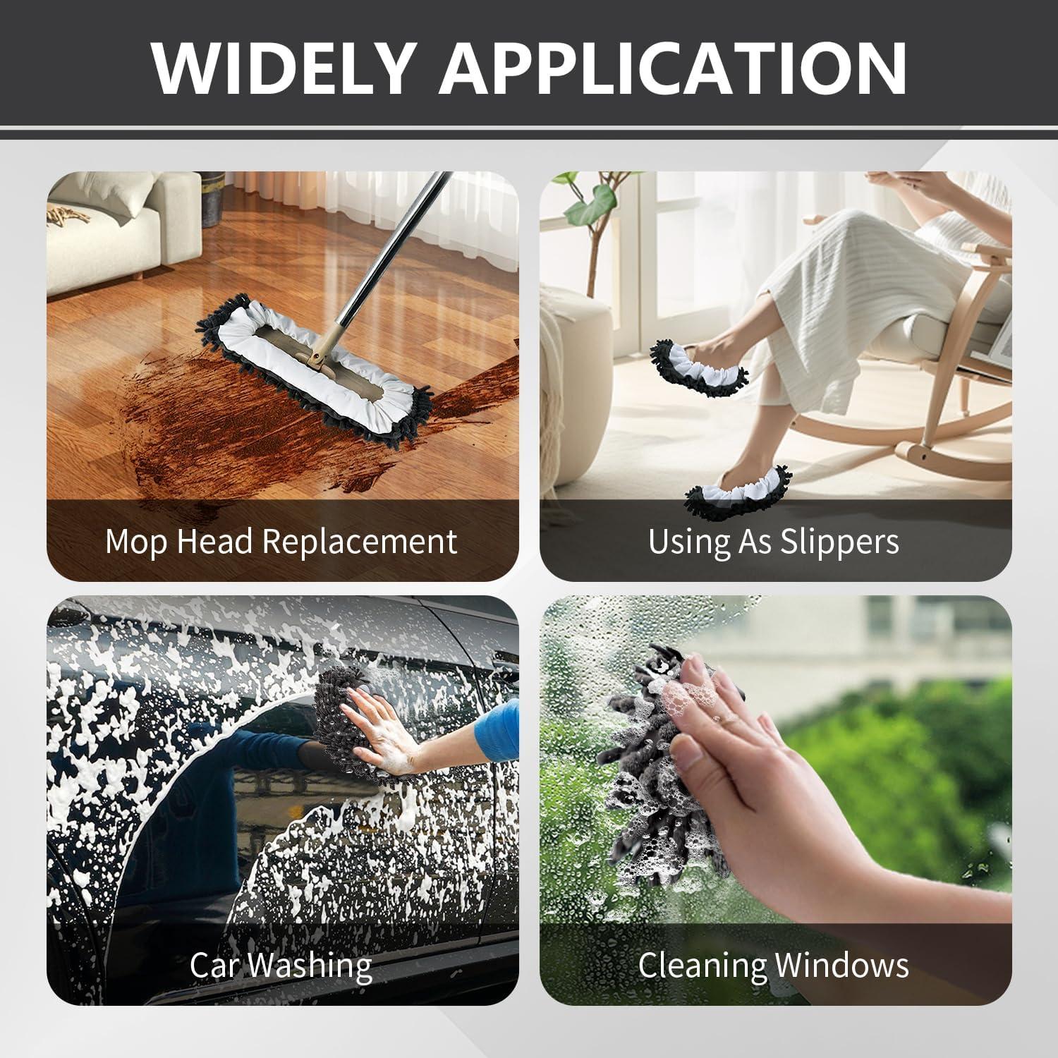 Calcetines de Limpieza Mop Reutilizables 4pcs L+4pcs XL Gris