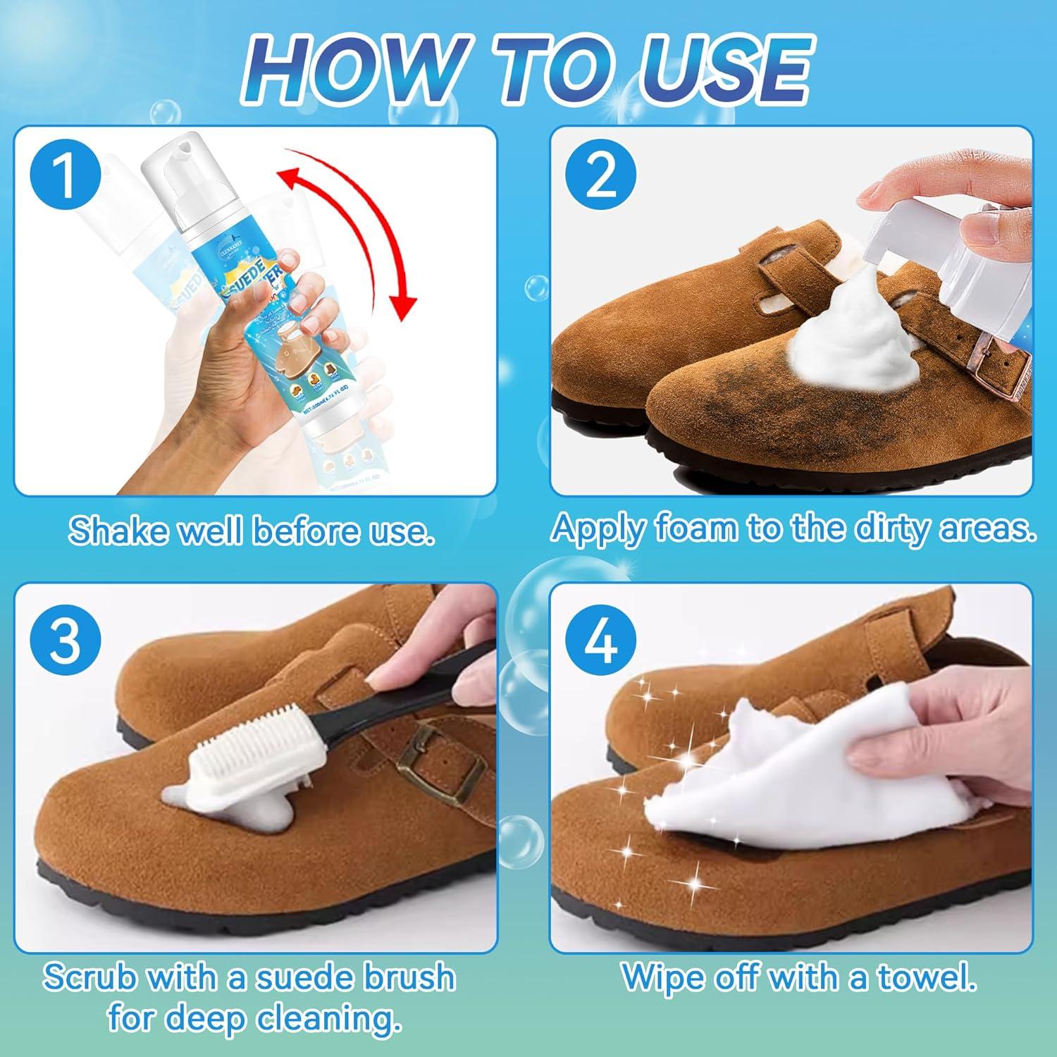 Limpiador de Zapatos de Ante 191g - Kit con Cepillo y Toalla