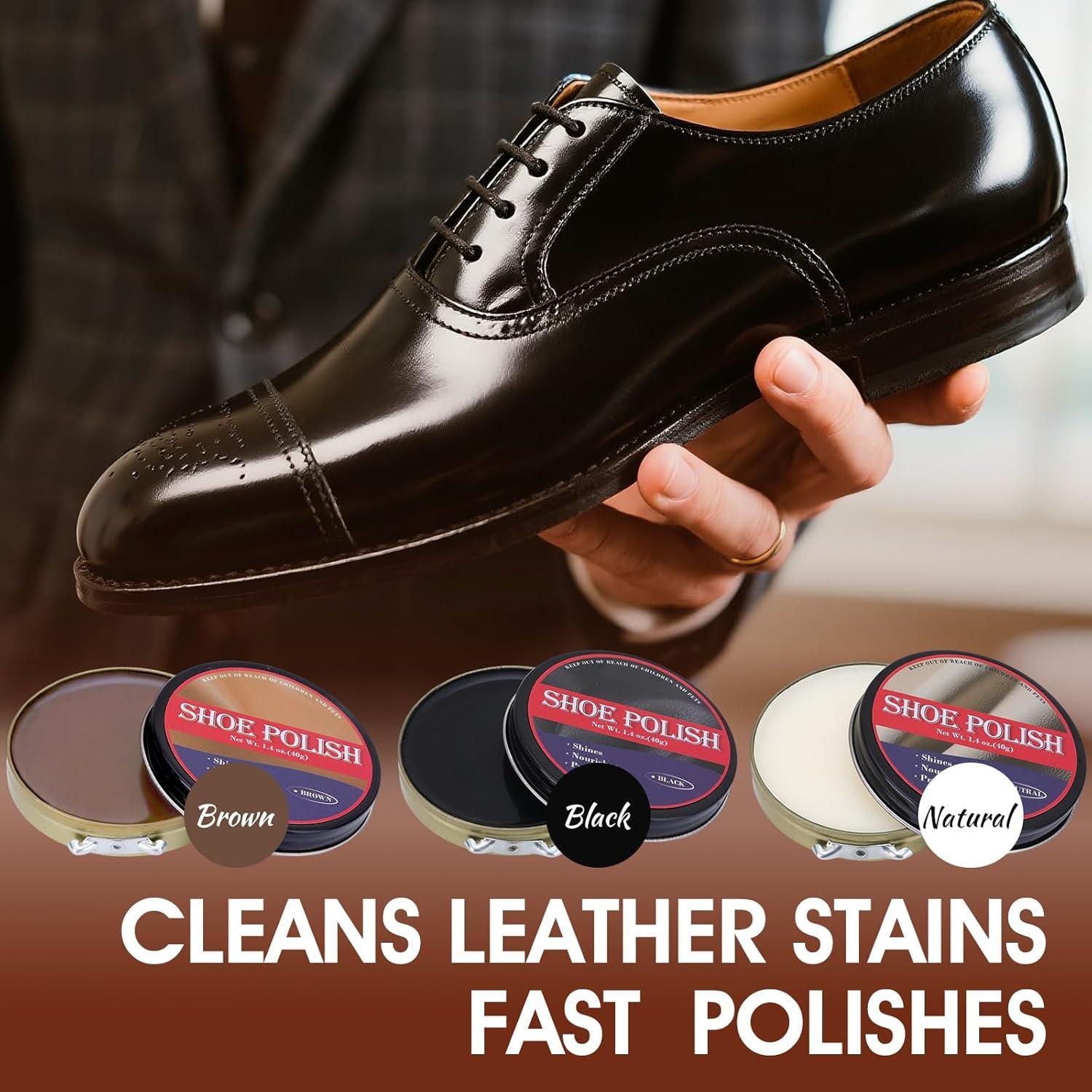 Kit de Brillo de Zapatos TUXIYA 15 Piezas con Cepillo y Pulimentos