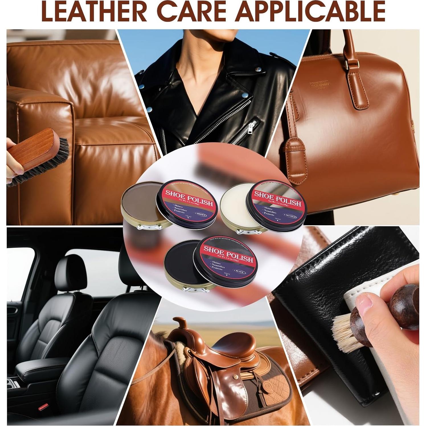 Kit de Brillo de Zapatos TUXIYA 15 Piezas con Cepillo y Pulimentos