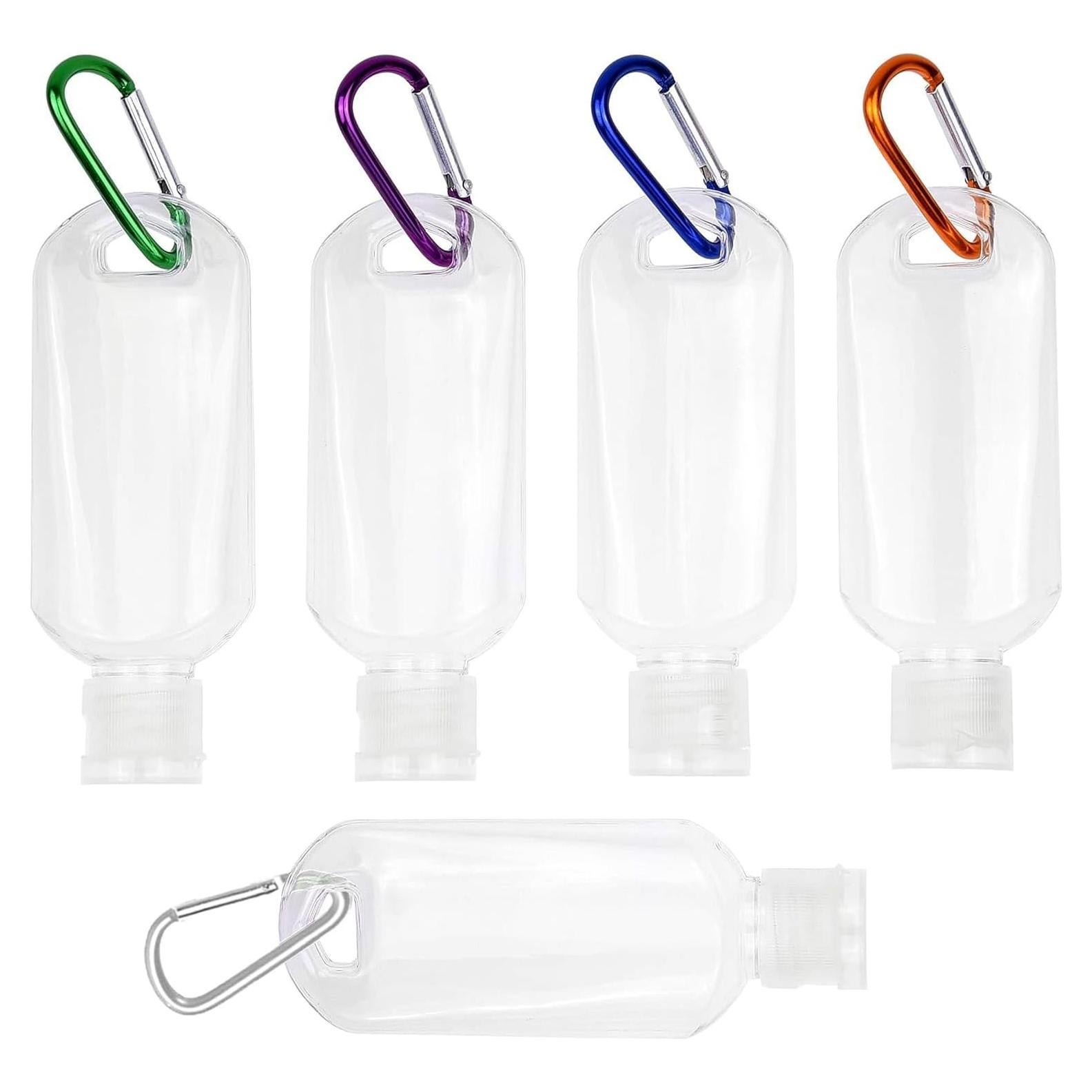 Juego de 5 Botellas de Viaje 50ml con Clip Soporte FUNAUPGO
