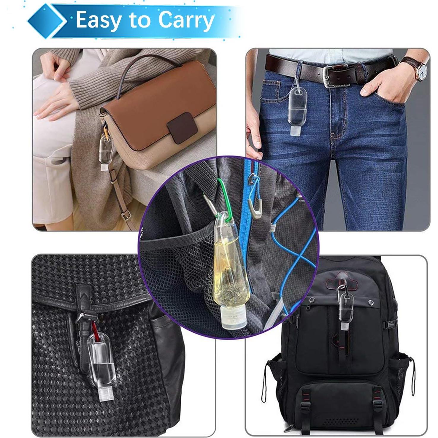 Juego de 5 Botellas de Viaje 50ml con Clip Soporte FUNAUPGO