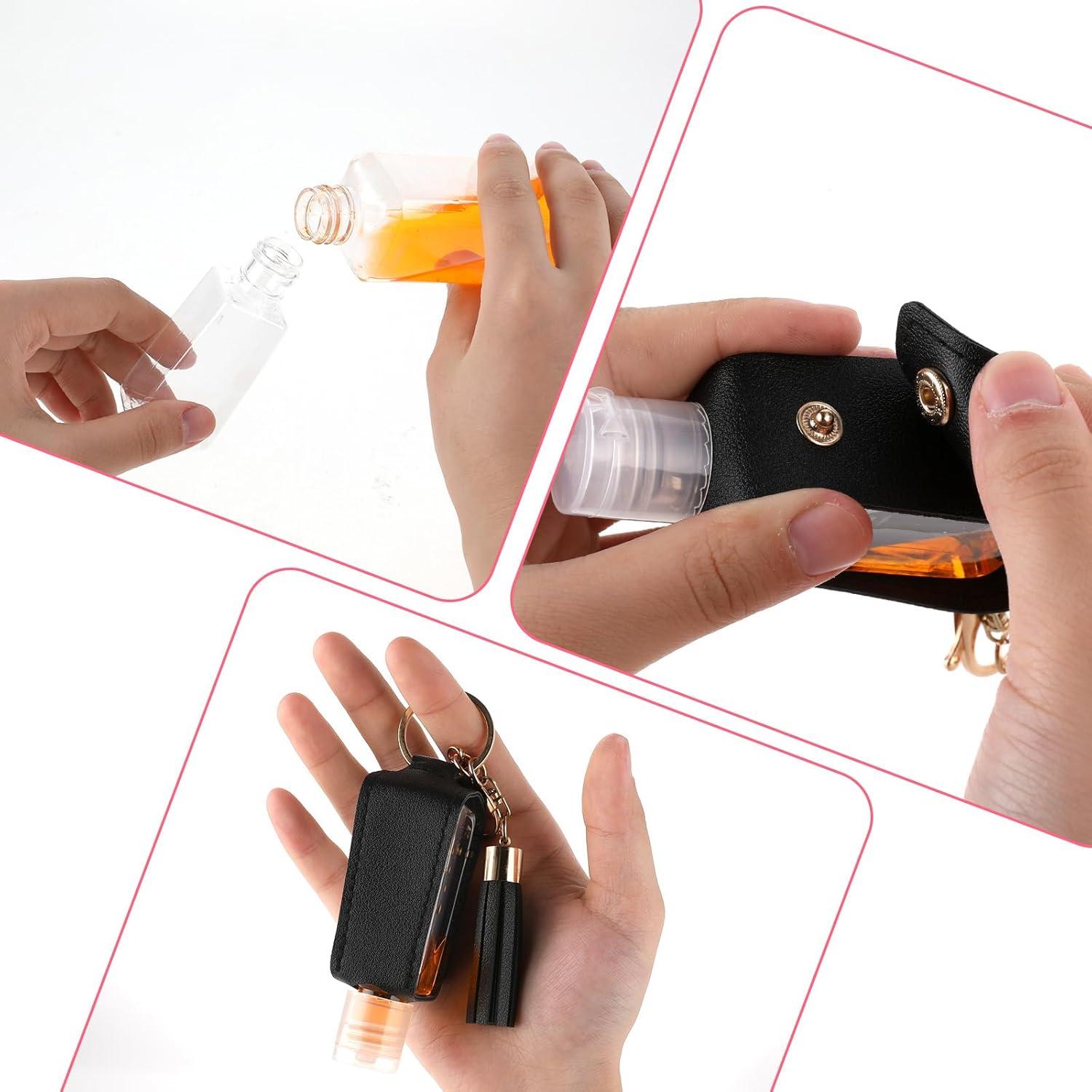 2 Pcs Soporte de Desinfectante de Manos 30ml Molain - Rosa y Negro