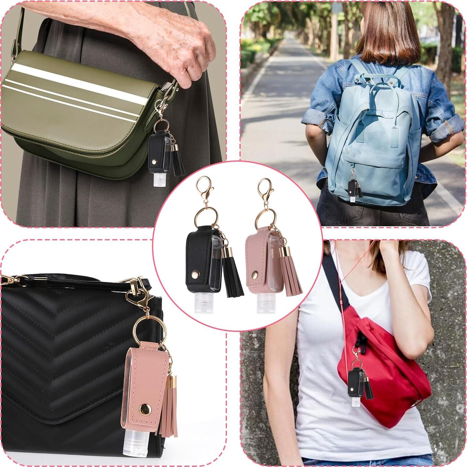 2 Pcs Soporte de Desinfectante de Manos 30ml Molain - Rosa y Negro