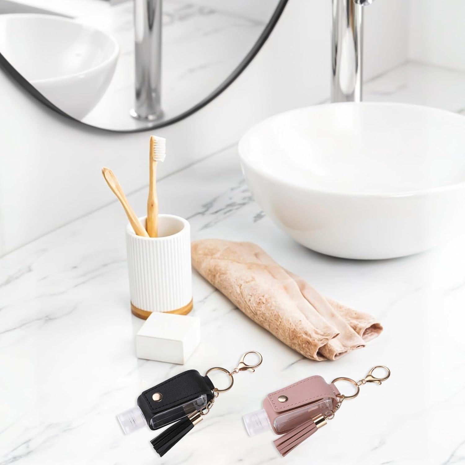 2 Pcs Soporte de Desinfectante de Manos 30ml Molain - Rosa y Negro