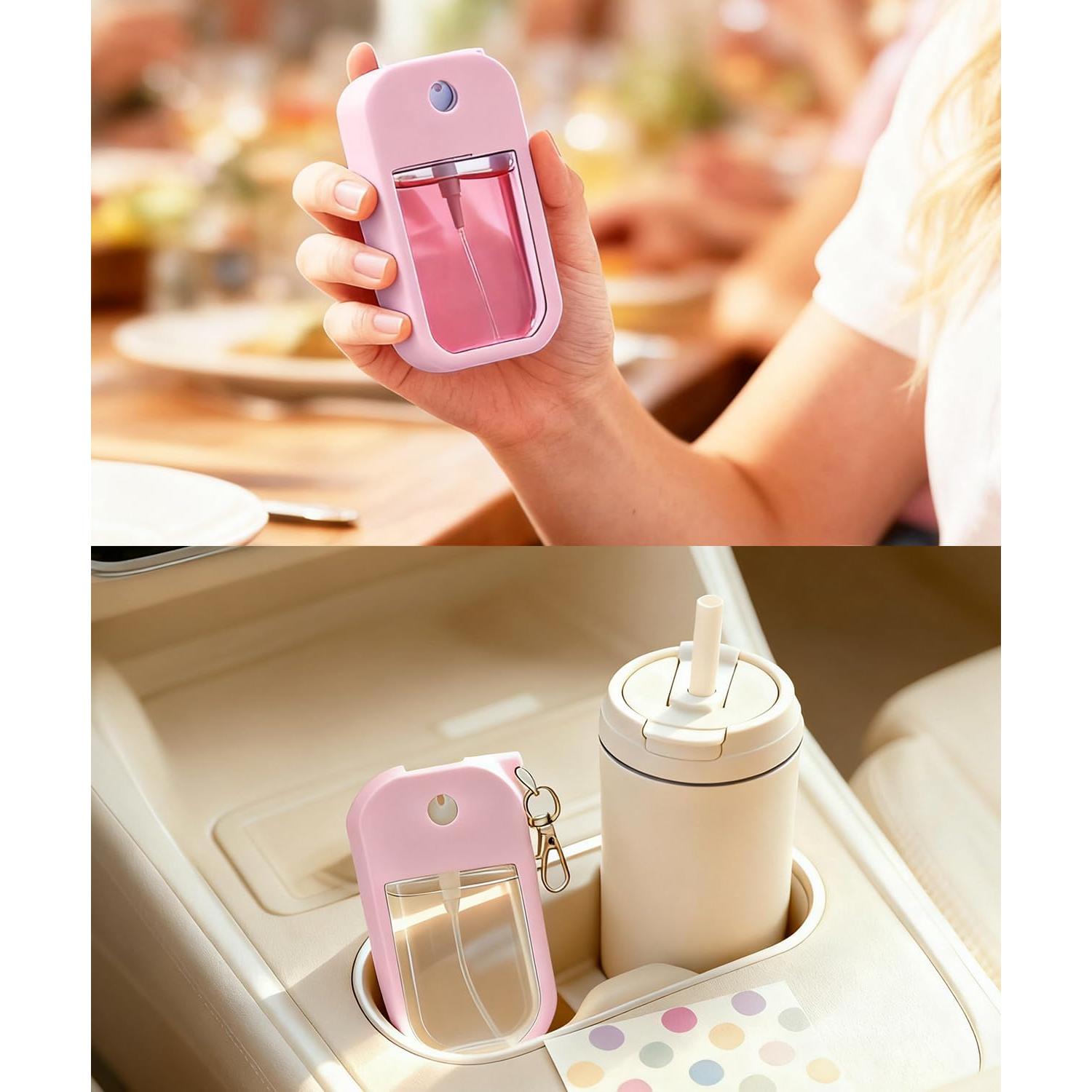 Funda de Silicona Rosa para Spray Desinfectante Touchland 30 mL