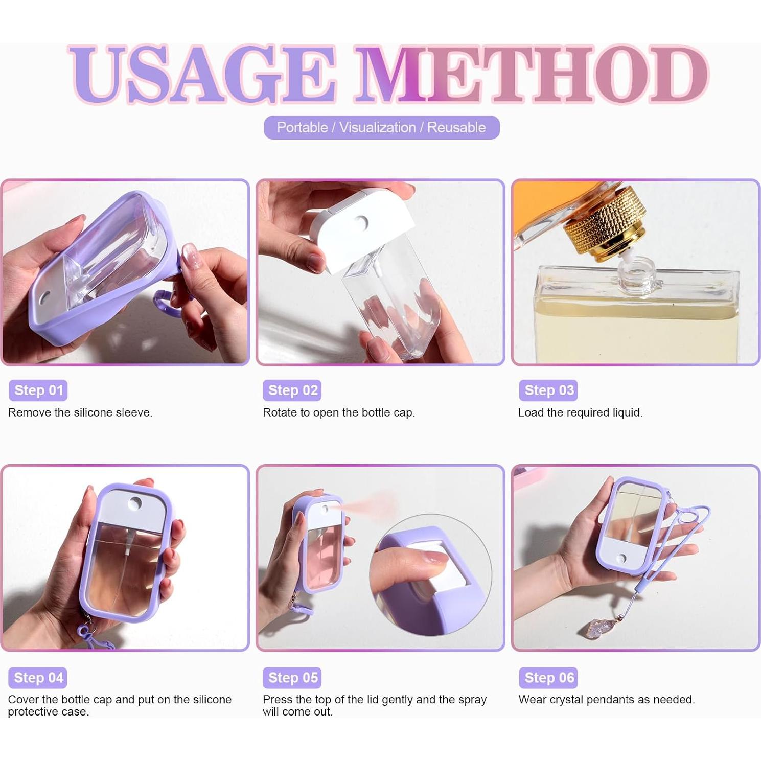 Botellas de Spray NVTED 50 ml Recargables con Lanyard 4 Pcs