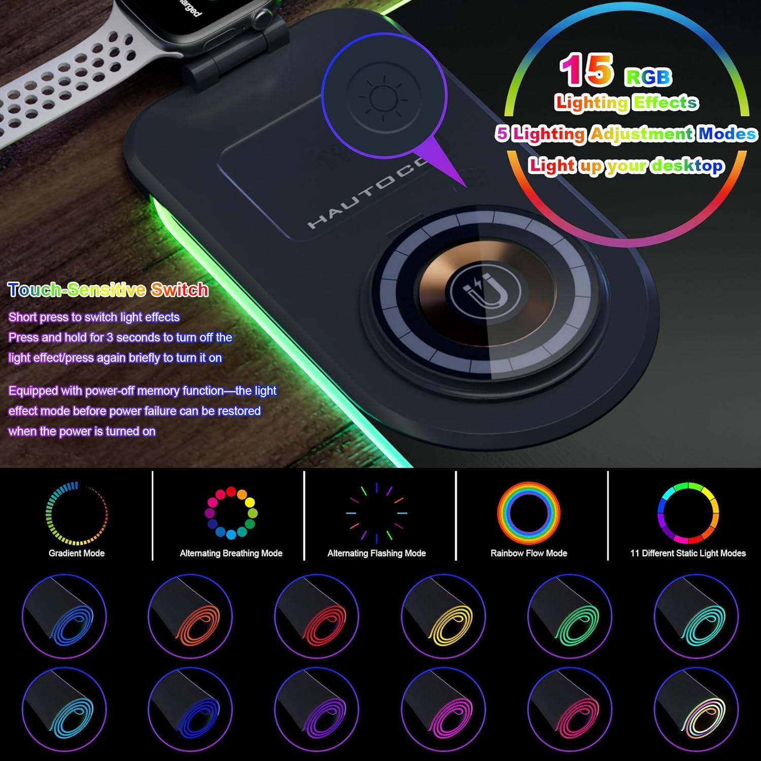 Alfombrilla de Carga Inalámbrica HAUTOCO 15W RGB 90x30cm