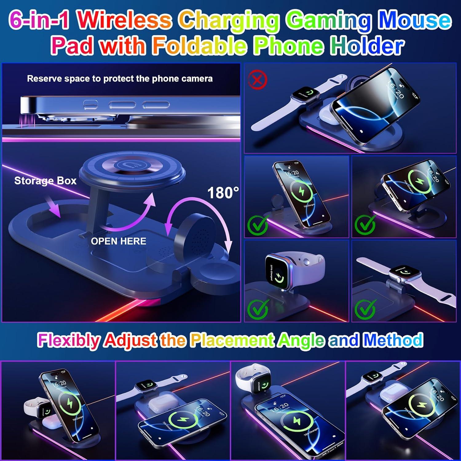 Alfombrilla de Carga Inalámbrica HAUTOCO 15W RGB 90x30cm