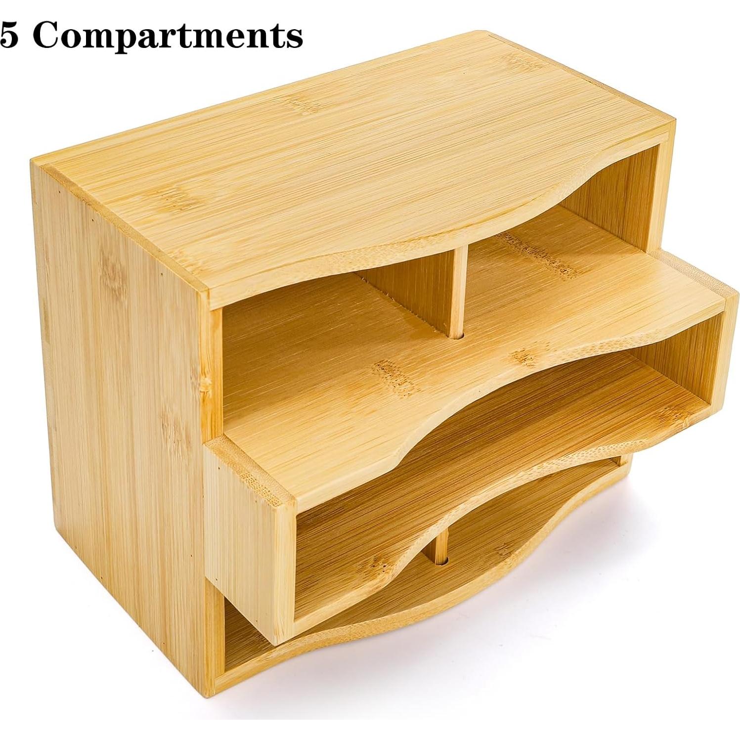 Soporte Giratorio de Bambú DEAYOU para Control Remoto 5 Compartimentos