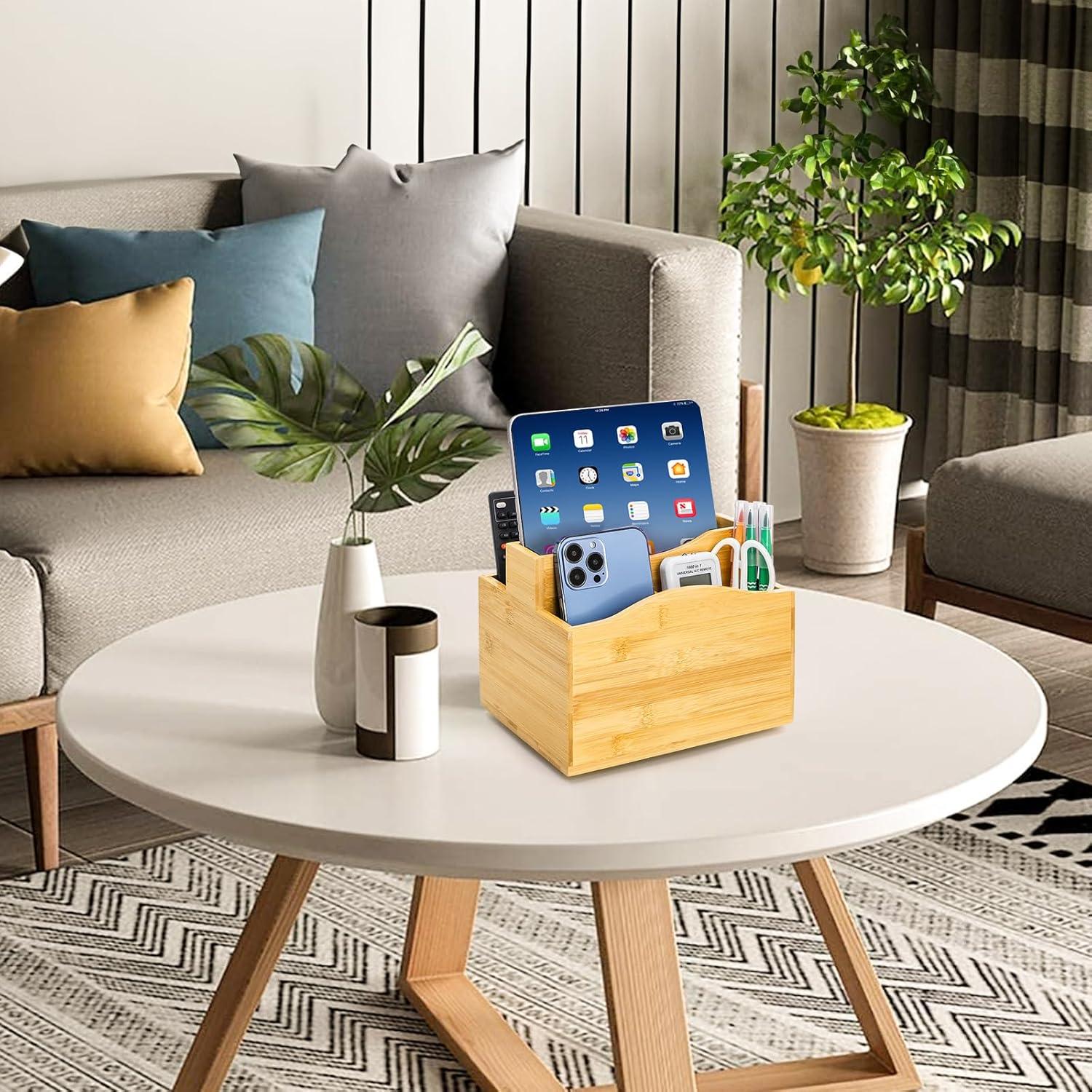 Soporte Giratorio de Bambú DEAYOU para Control Remoto 5 Compartimentos