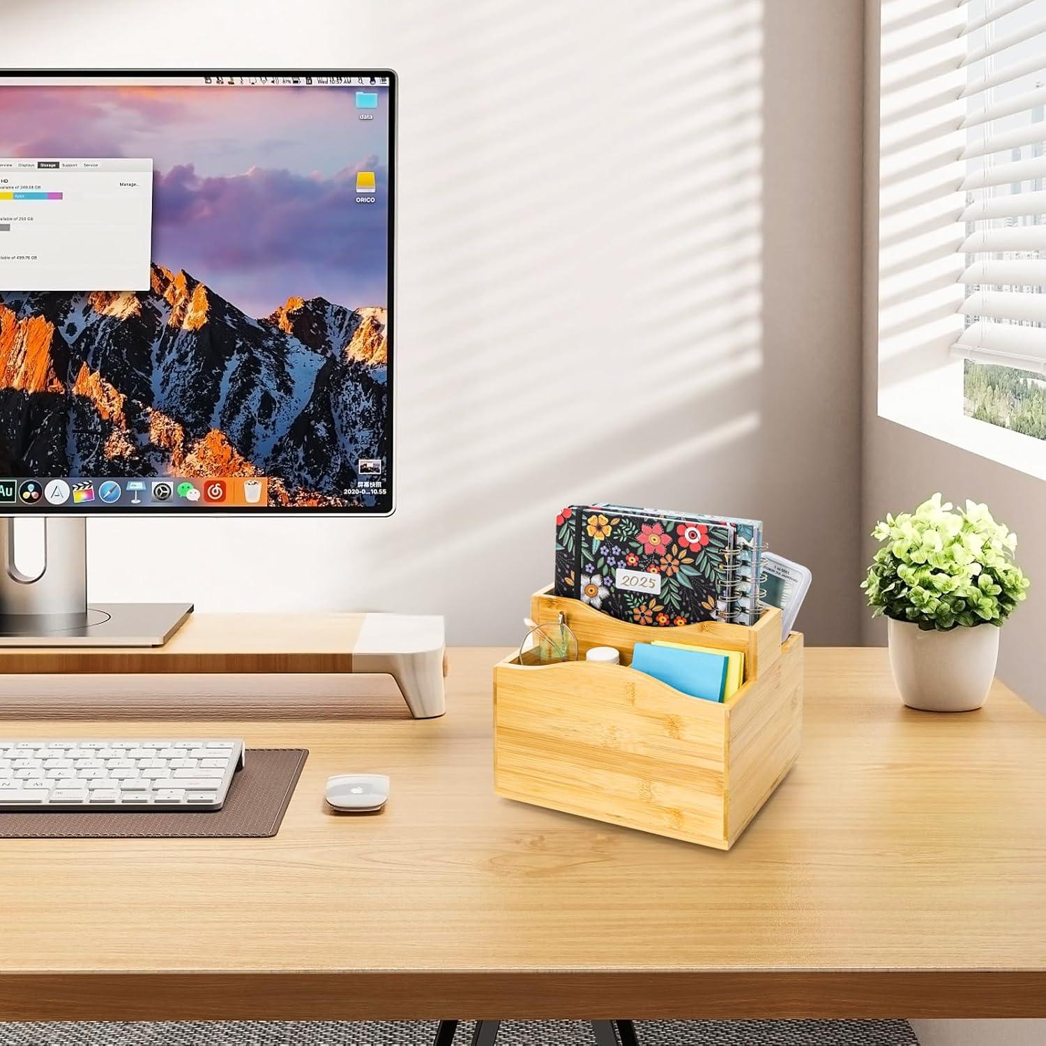 Soporte Giratorio de Bambú DEAYOU para Control Remoto 5 Compartimentos