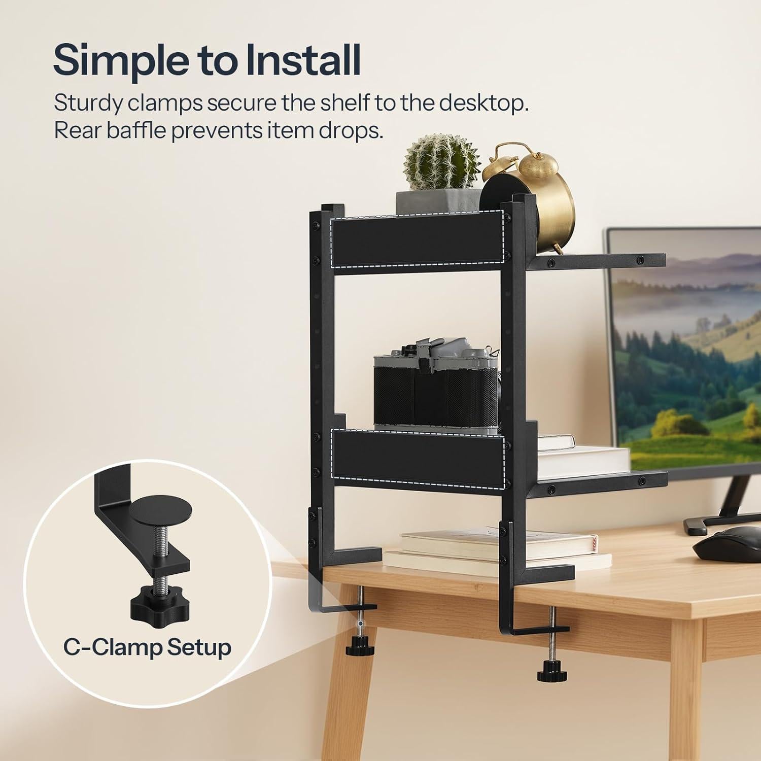 Estante de Escritorio HOOBRO BK32SJ01 Negro 2 Niveles Ajustable