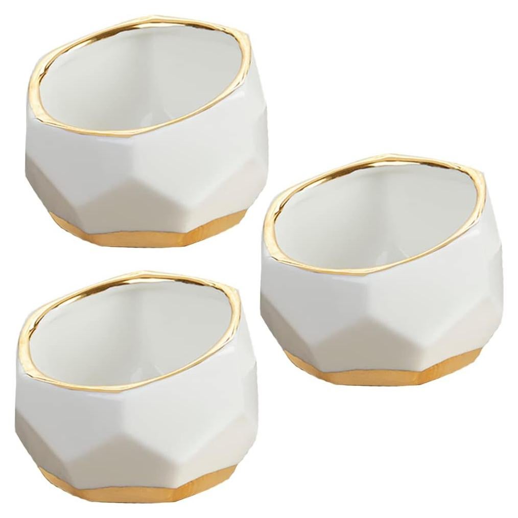 Macetas Cerámicas Geométricas Kate Aspen - Juego de 3 Blancas