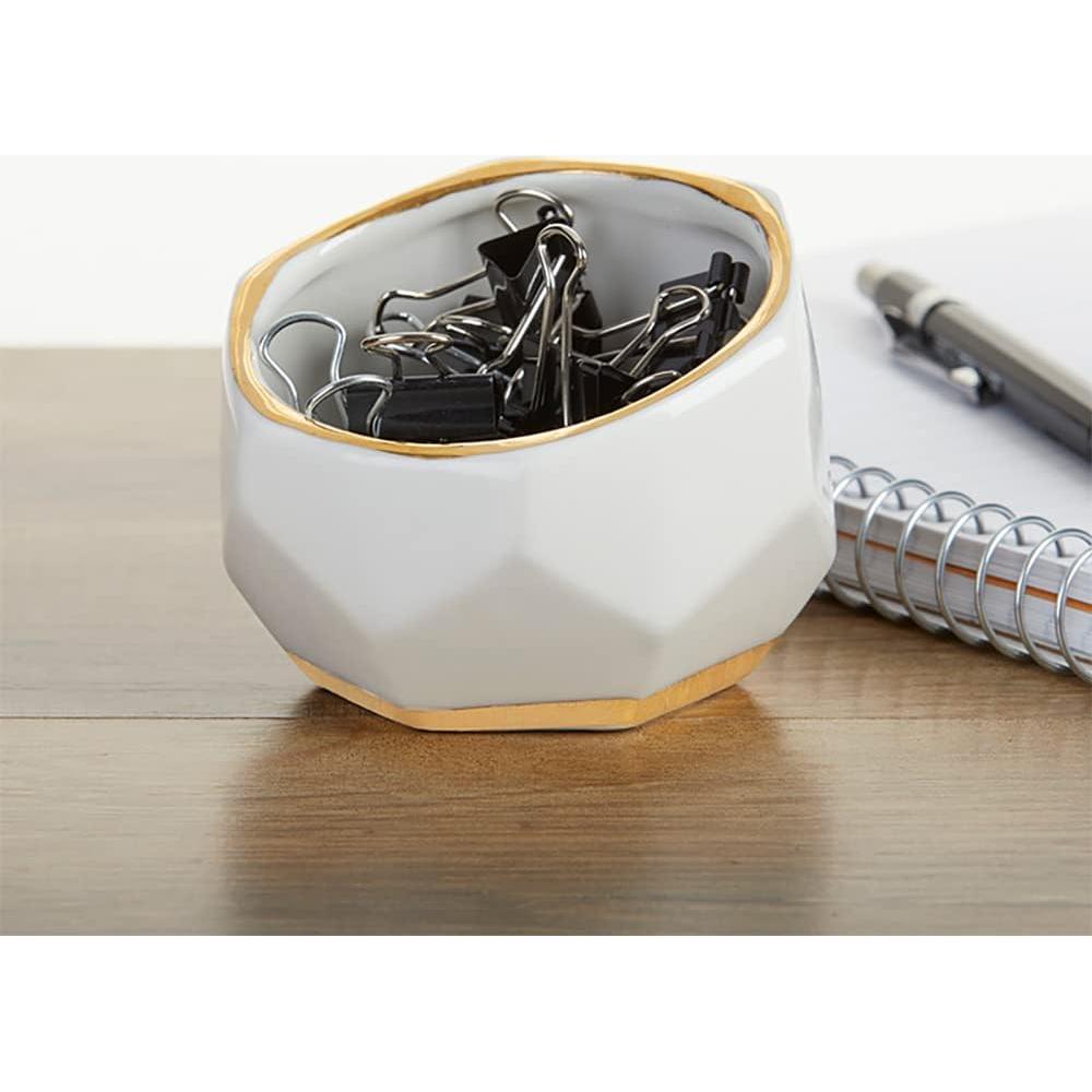 Macetas Cerámicas Geométricas Kate Aspen - Juego de 3 Blancas