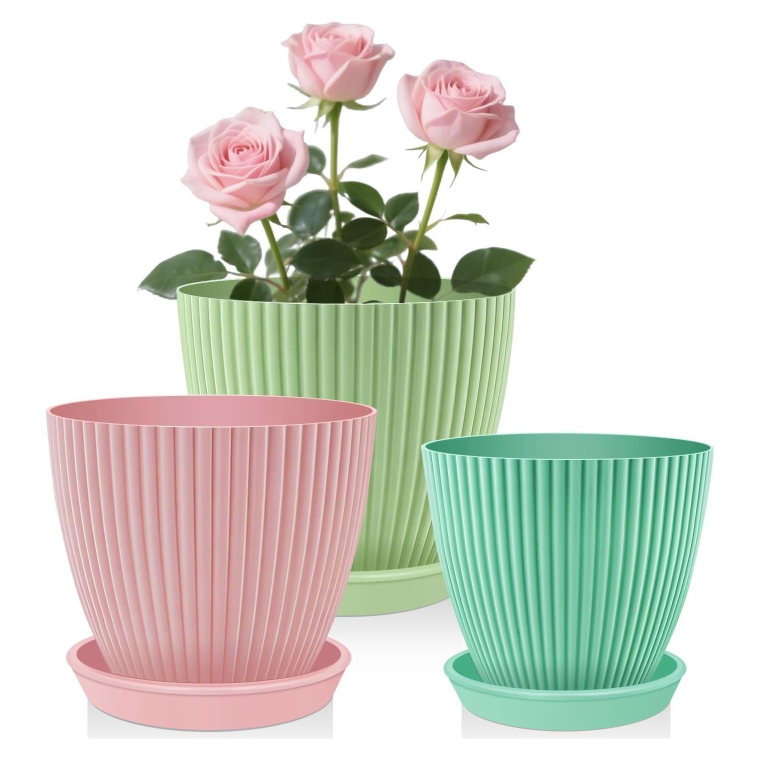Juego de 3 Macetas Pequeñas SupKing con Drenaje 12.7-10.2-8.9 cm